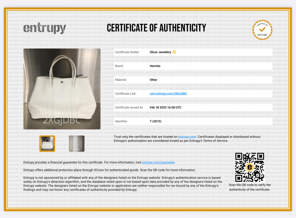 Hermes White Negonda Leather Garden Party 36