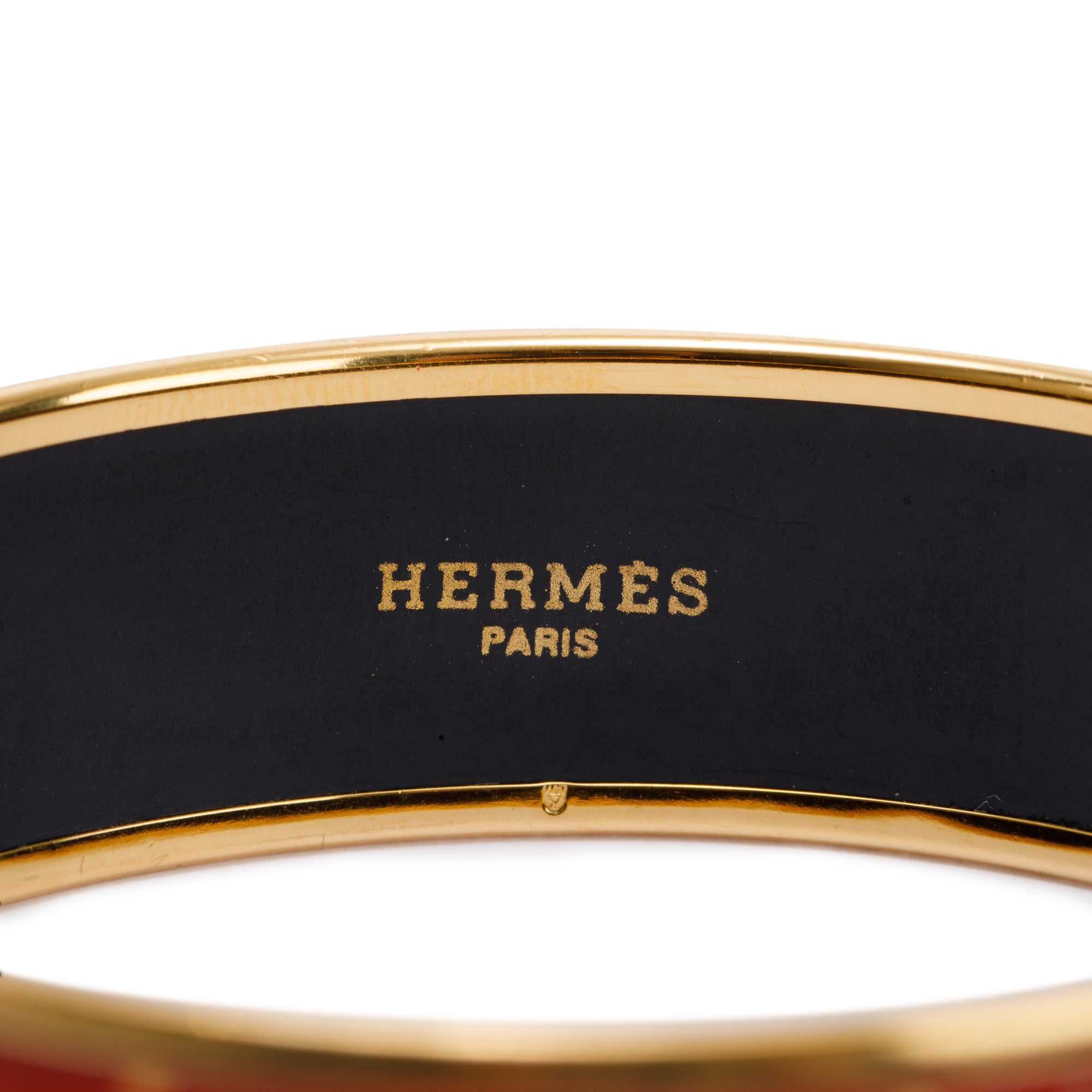 Hermes Wide Elephant Print Enamel Bangle Bracelet w/ Box
