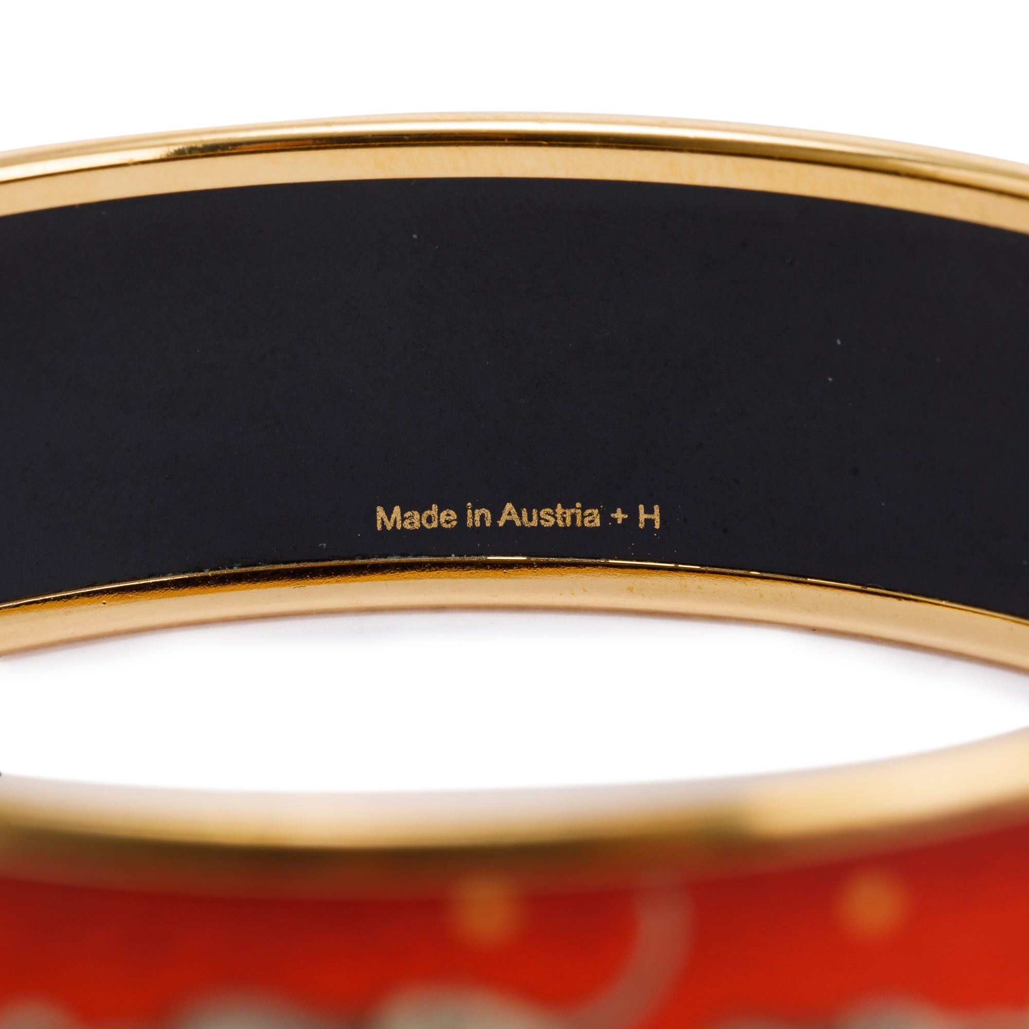 Hermes Wide Elephant Print Enamel Bangle Bracelet w/ Box