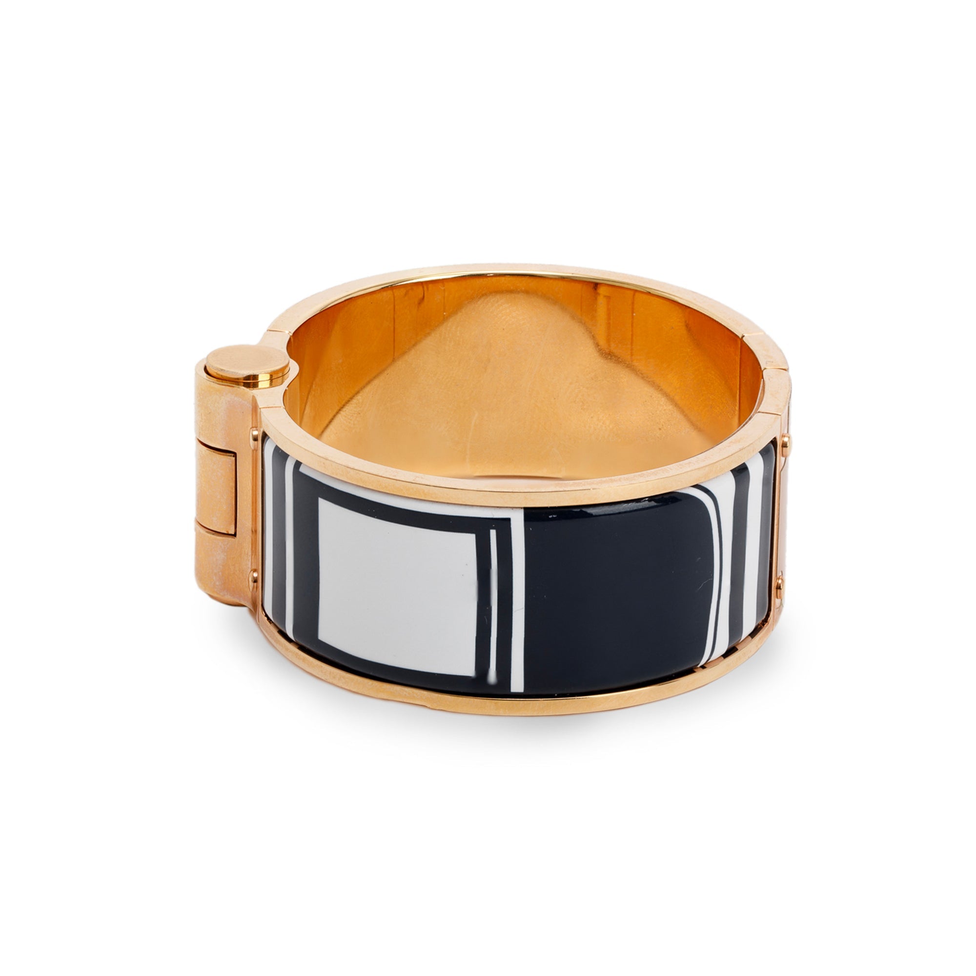 Hermes Wide Hinged Enamel Bracelet w/ Box