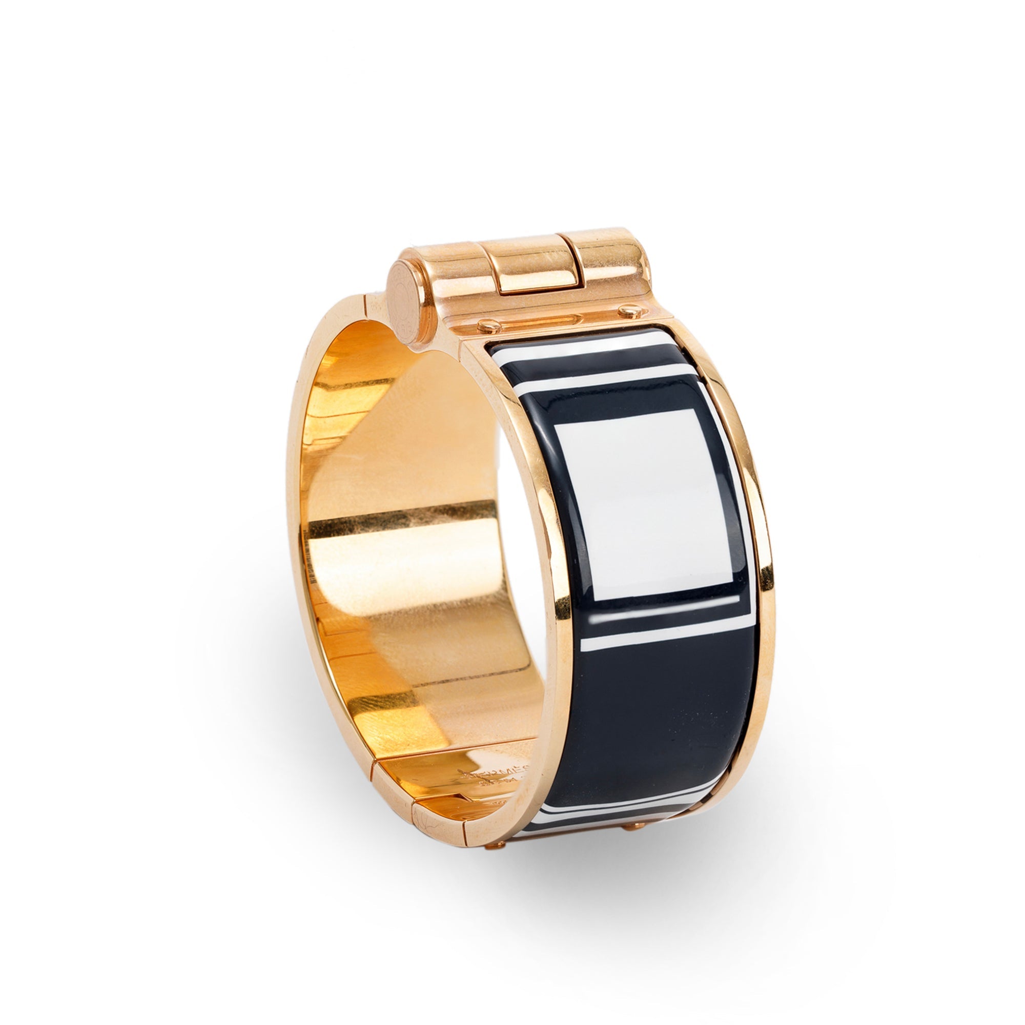 Hermes Wide Hinged Enamel Bracelet w/ Box
