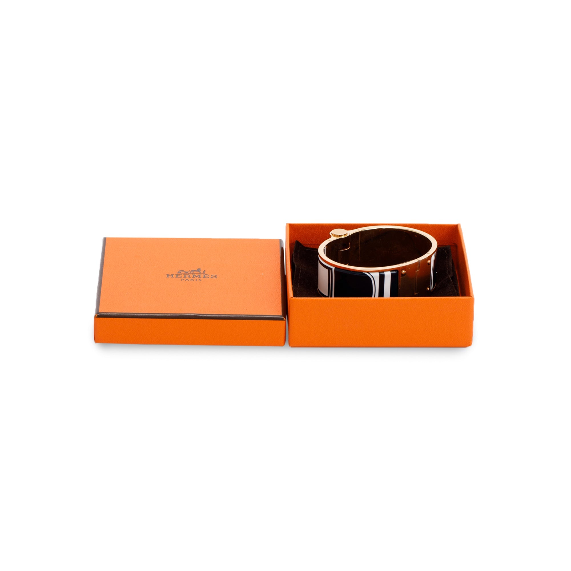 Hermes Wide Hinged Enamel Bracelet w/ Box