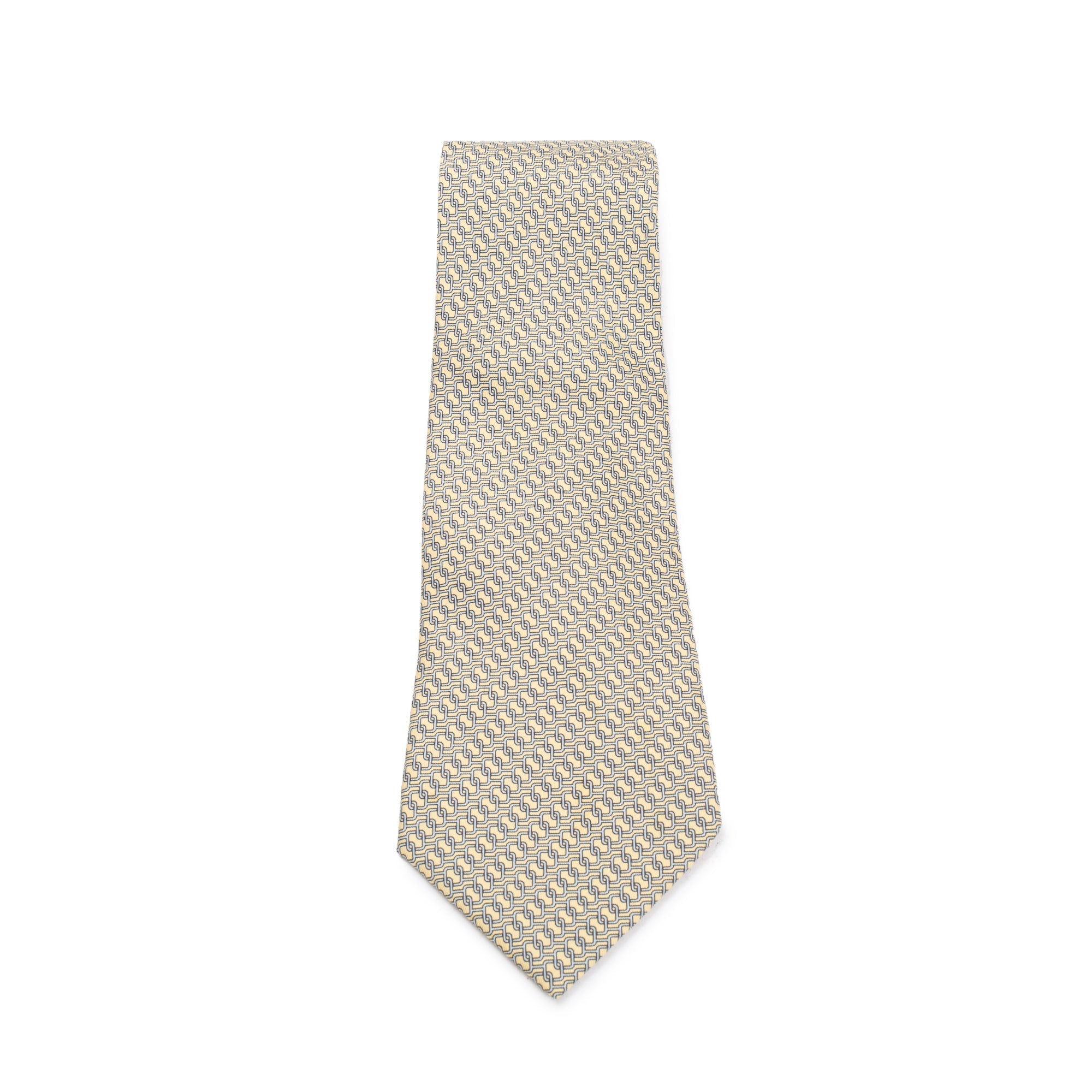 Hermes Yellow 5531 UA Printed Silk Tie