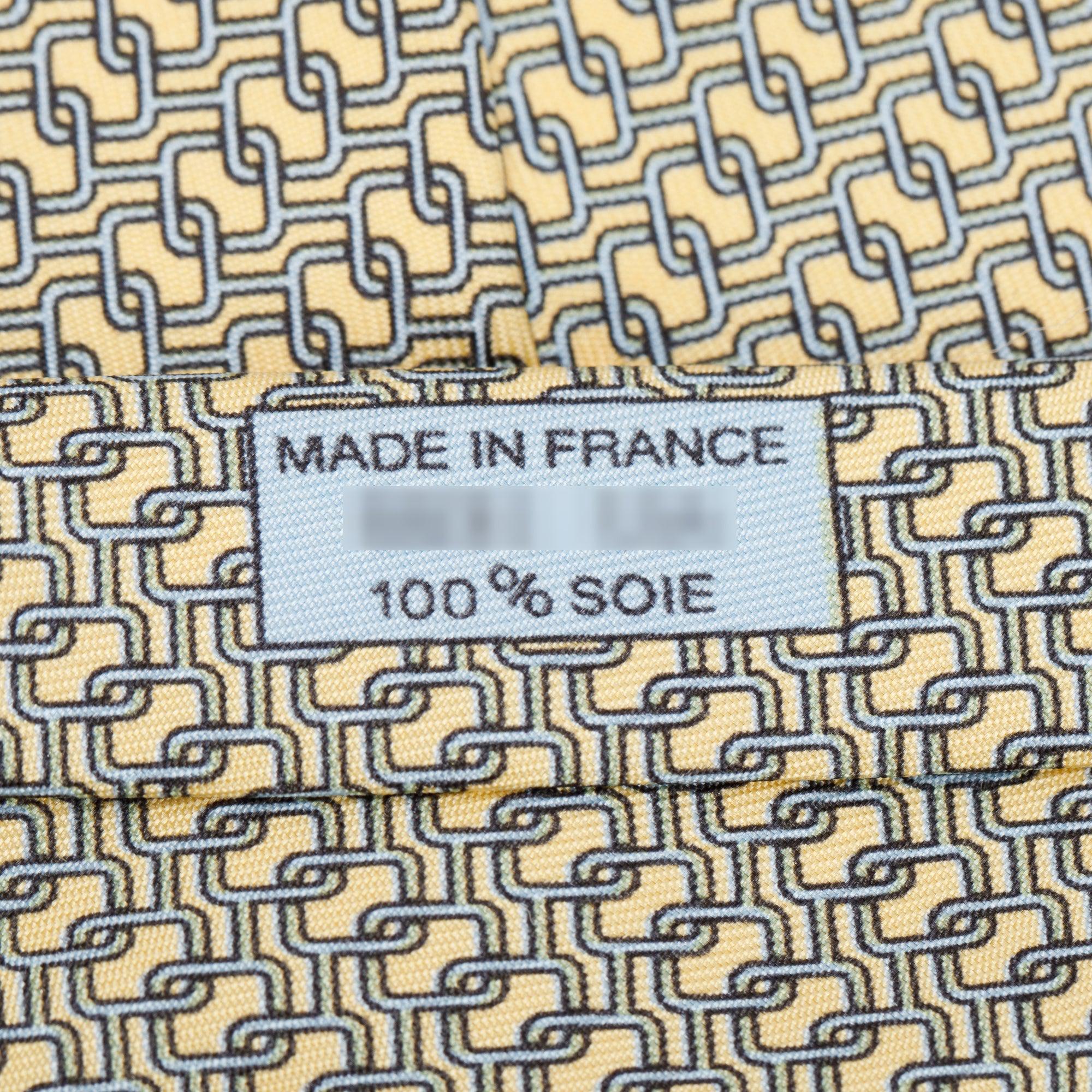 Hermes Yellow 5531 UA Printed Silk Tie