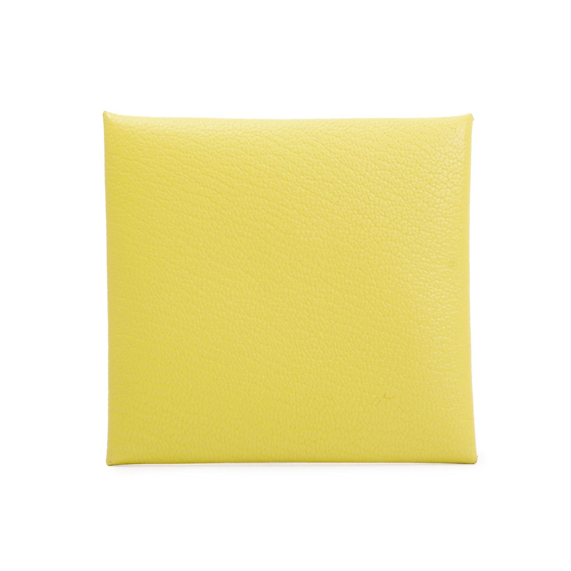 Hermes Yellow Chevre Mysore Bastia Coin Pouch w/ Box