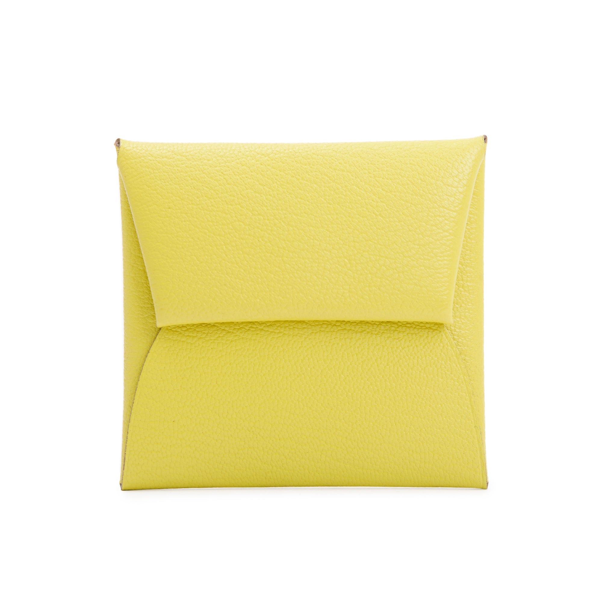 Hermes Yellow Chevre Mysore Bastia Coin Pouch w/ Box