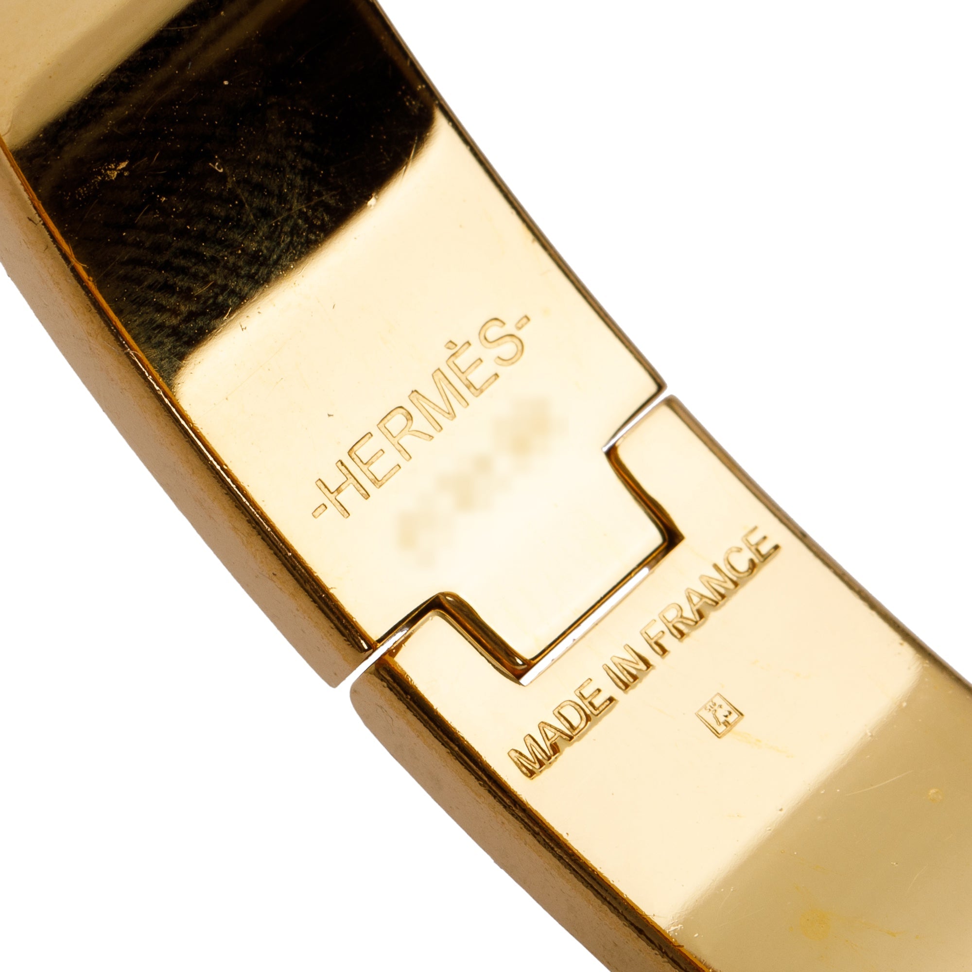 Hermes Yellow Gold-Plated Black Enamel 12 MM Clic H Bracelet w/ Box