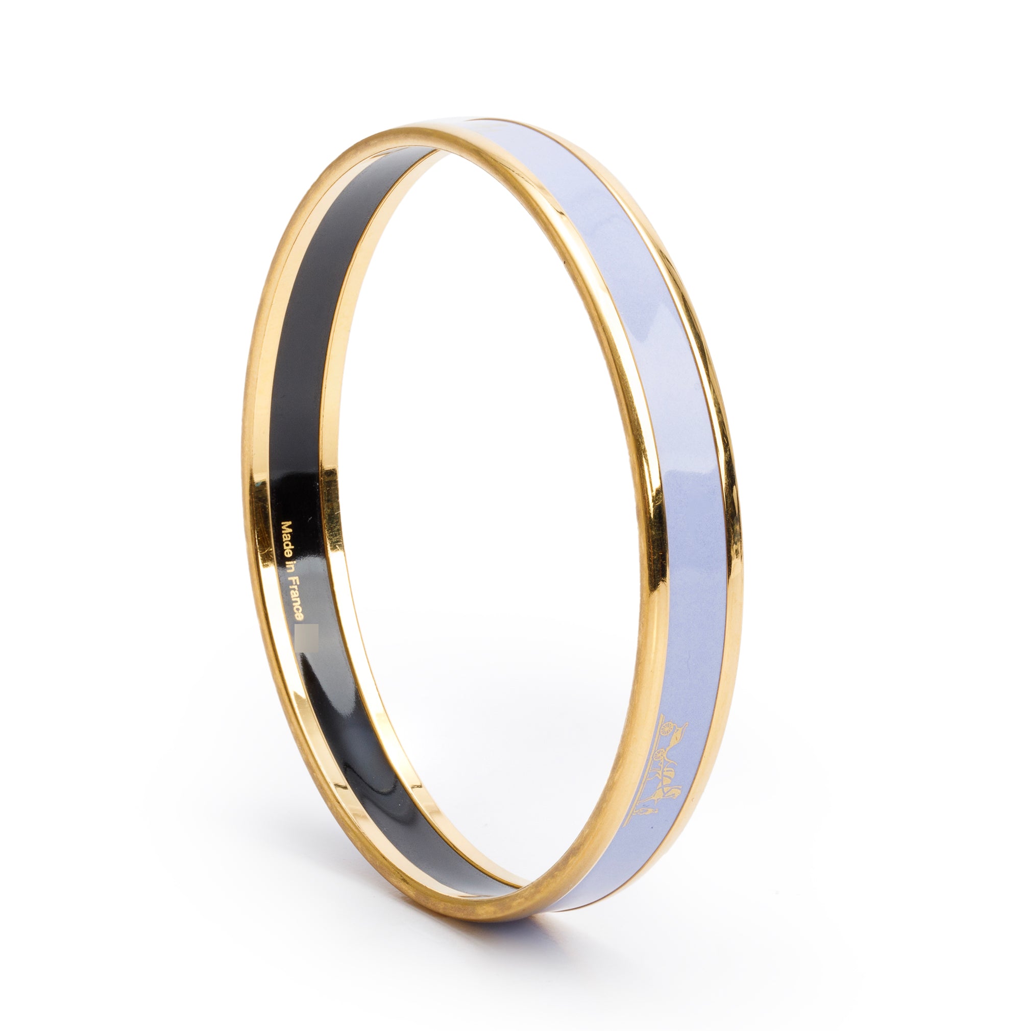 Hermes Yellow Gold-Plated Calèche Purple Enamel Narrow Bangle