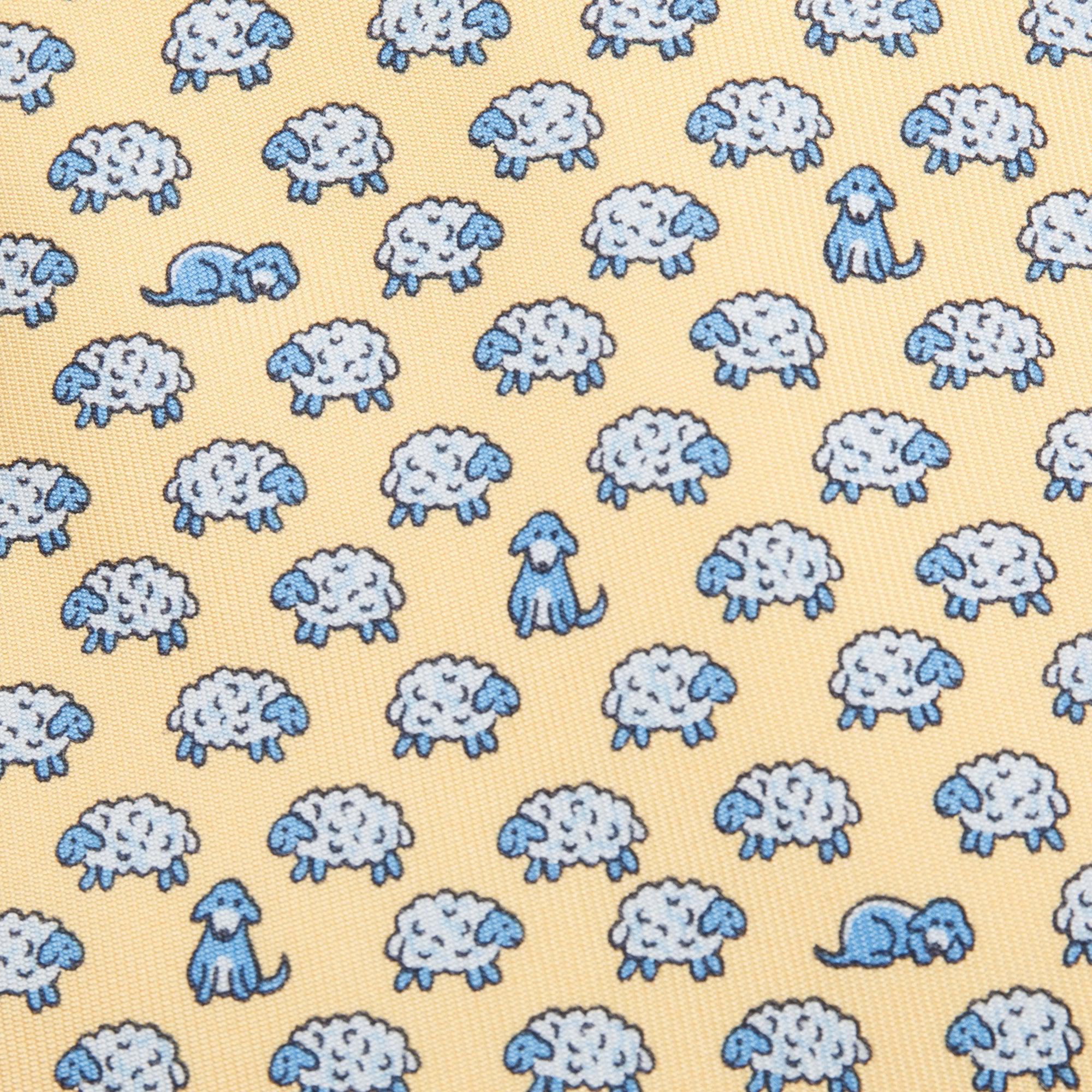 Hermes Yellow Silk Twill Tie 7 Jungle Tie w/ Box