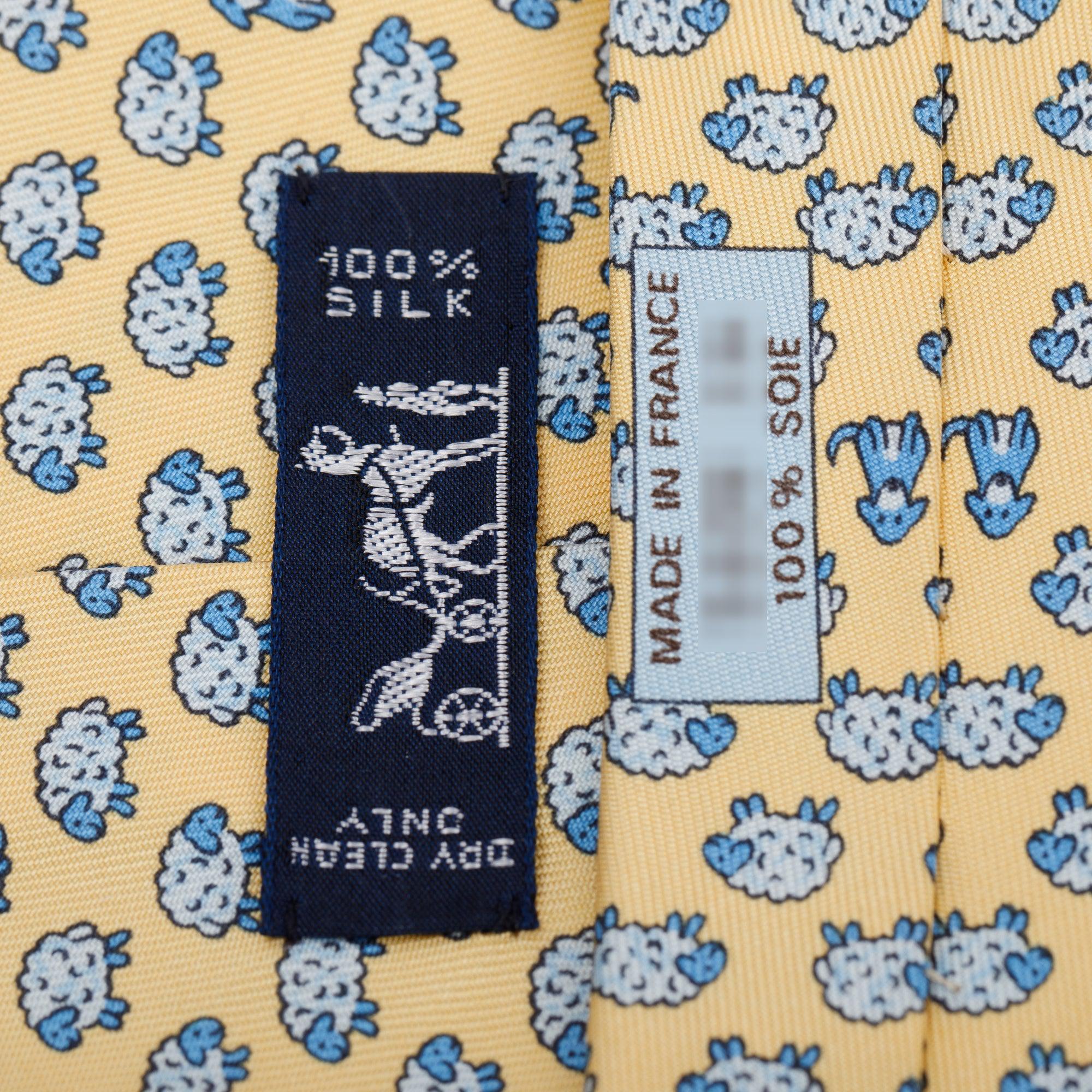 Hermes Yellow Silk Twill Tie 7 Jungle Tie w/ Box