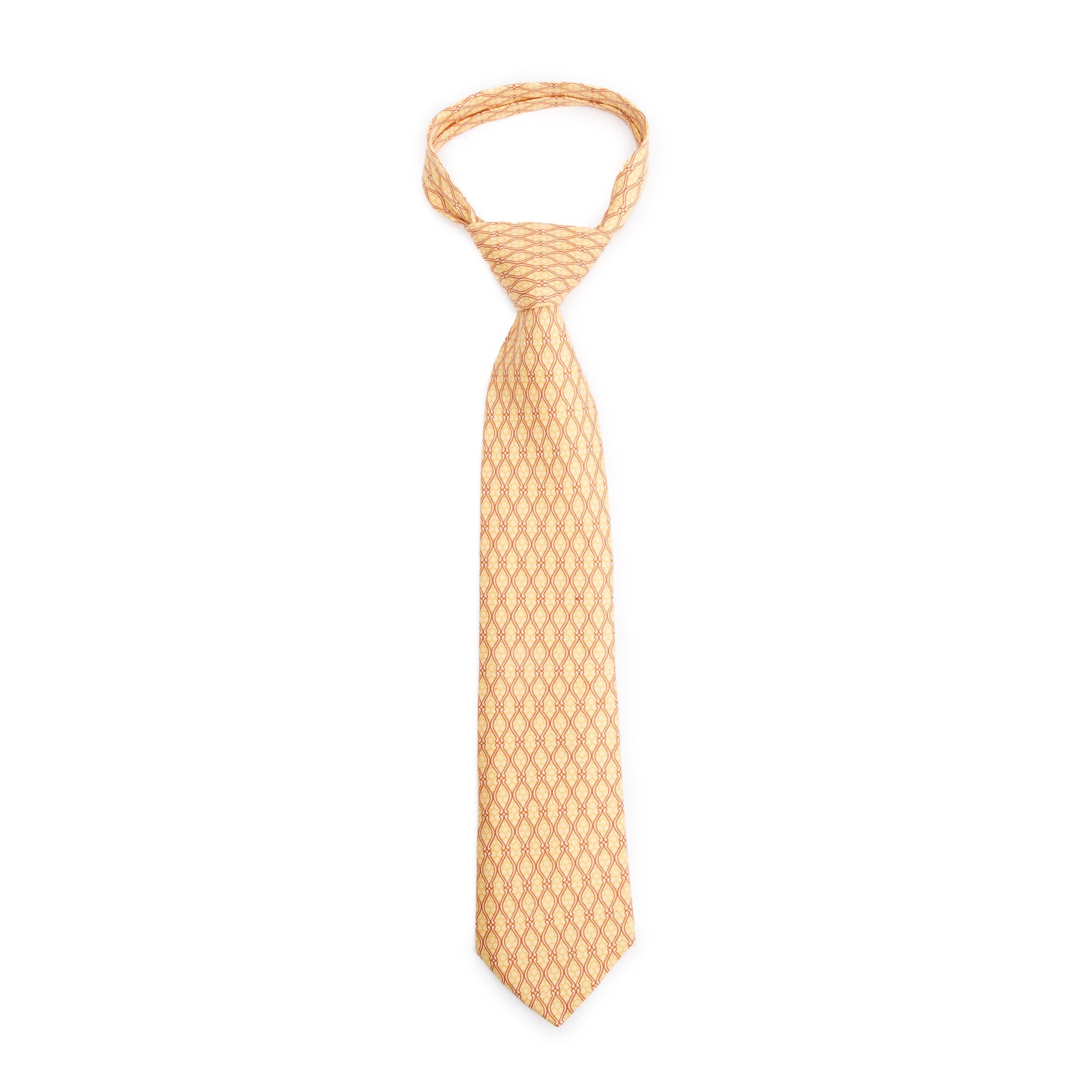 Hermes Yellow/Orange 5012 EA Printed Silk Tie w/ Box