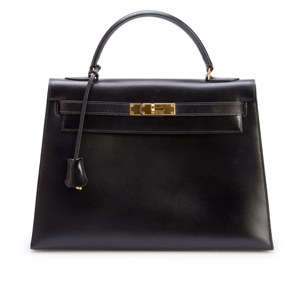 Hermes Vintage Noir Box Kelly Sellier 32 w/ Strap & Box