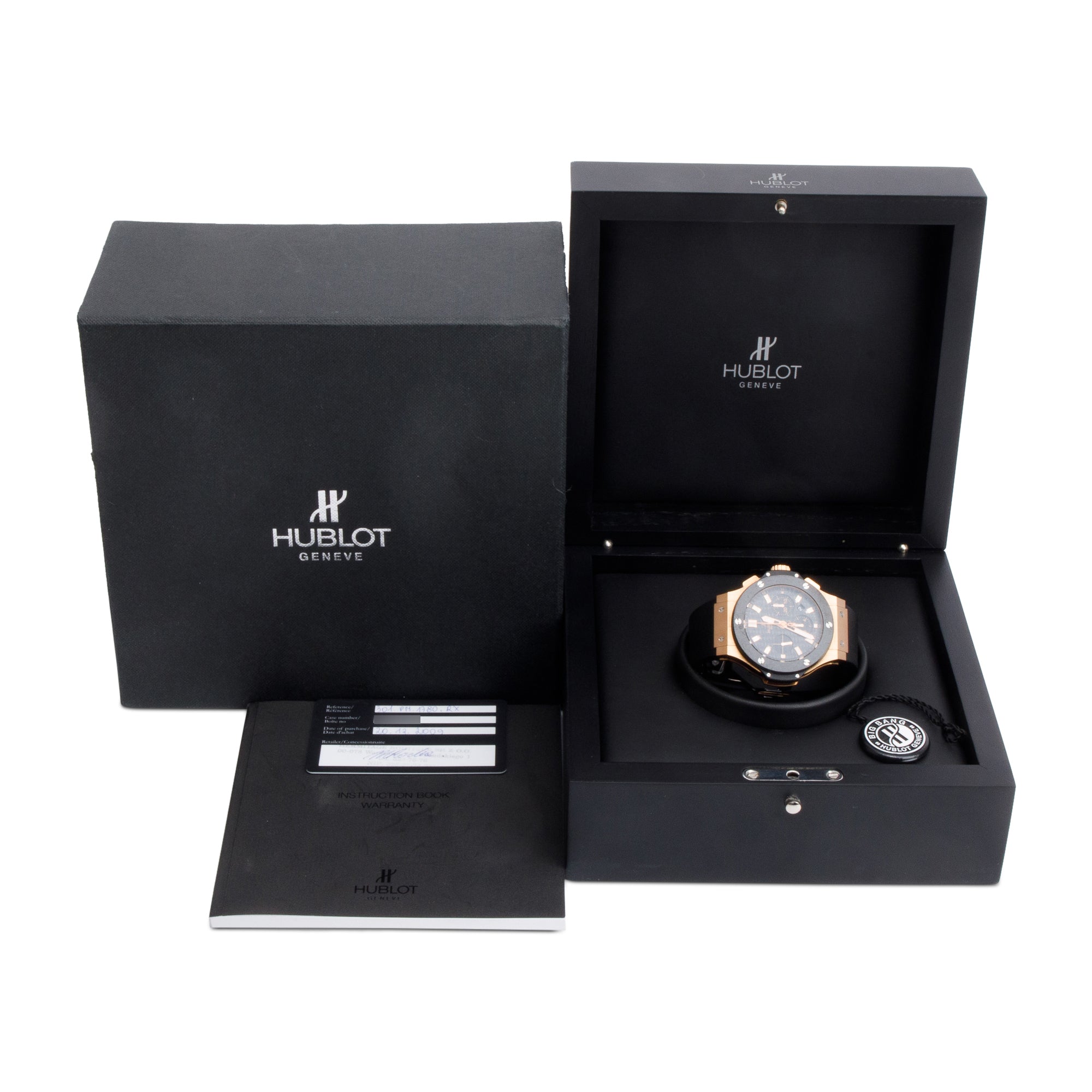 Hublot 18k Rose Gold & Ceramic Big Bang 44 MM Chronograph Automatic Watch w/ Box & Papers