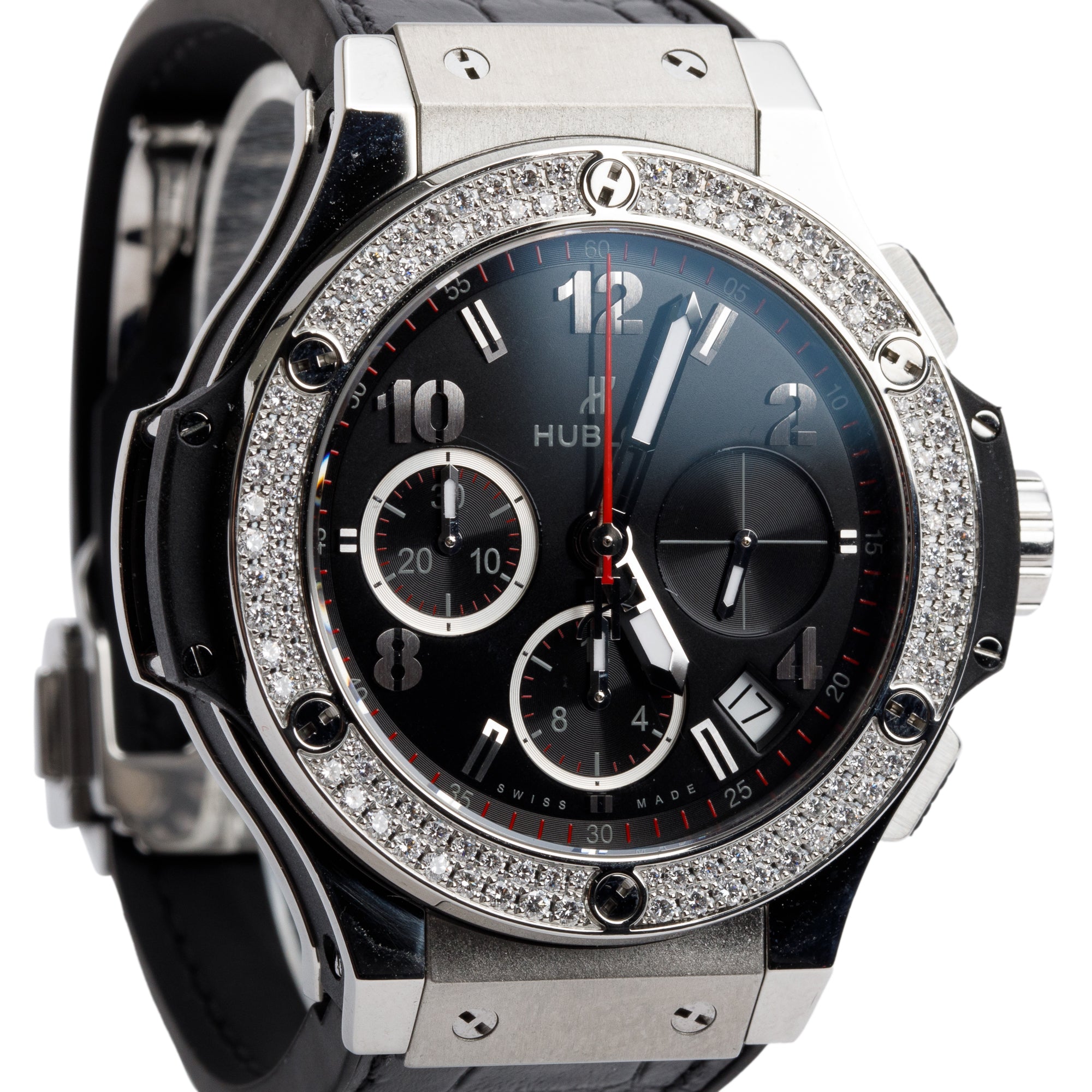 Hublot 2024 Stainless Steel & Titanium Diamond Bezel Big Bang 41 MM Automatic Chronograph Watch w/ Box