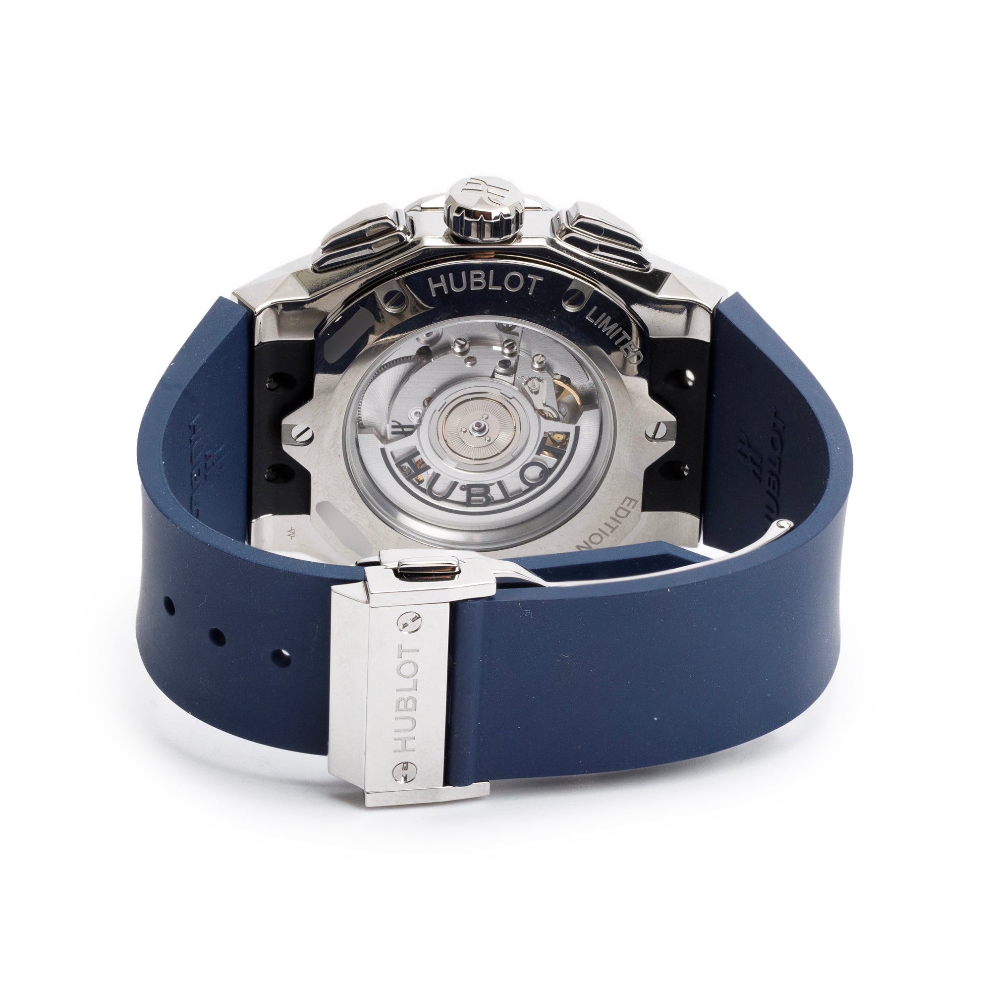 Hublot Limited Edition Stainless Steel & Titanium Classic Fusion Aerofusion Orlinski 45 MM Automatic Chronograph Watch Blue Cut Out Dial