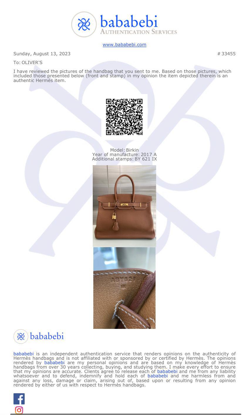 Hermes Gold Veau Togo Birkin 35