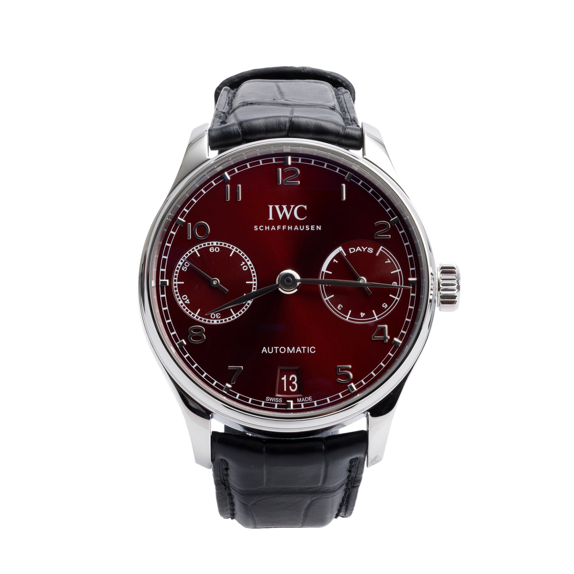 IWC 2021 Stainless Steel Portugieser 42.3 MM Automatic Watch Red Dial IW500714 w/ Box & Papers