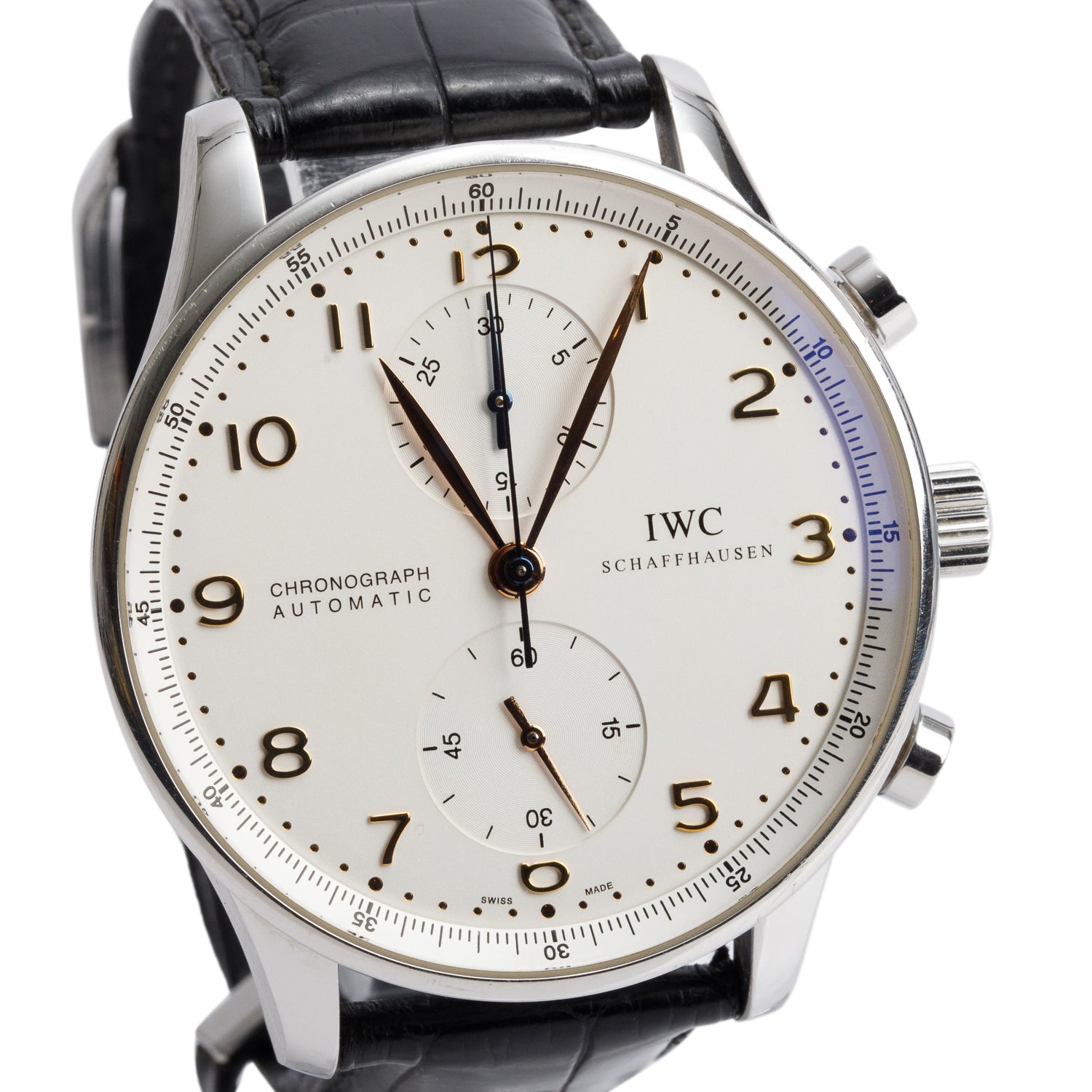 IWC Stainless Steel Portuguese 41 MM Chronograph Automatic Watch IW371401 w/ Papers