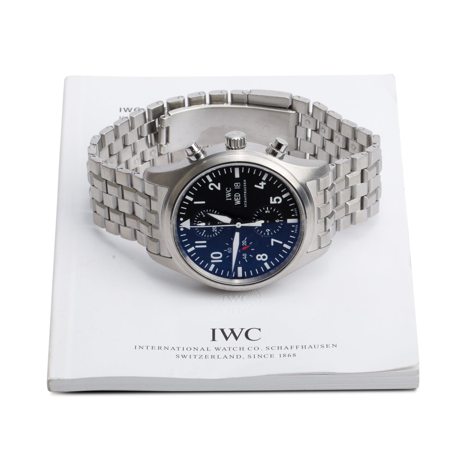 IWC Stainless Steel Classic Pilot Chronograph 42 MM Automatic Watch Black Dial IW371704