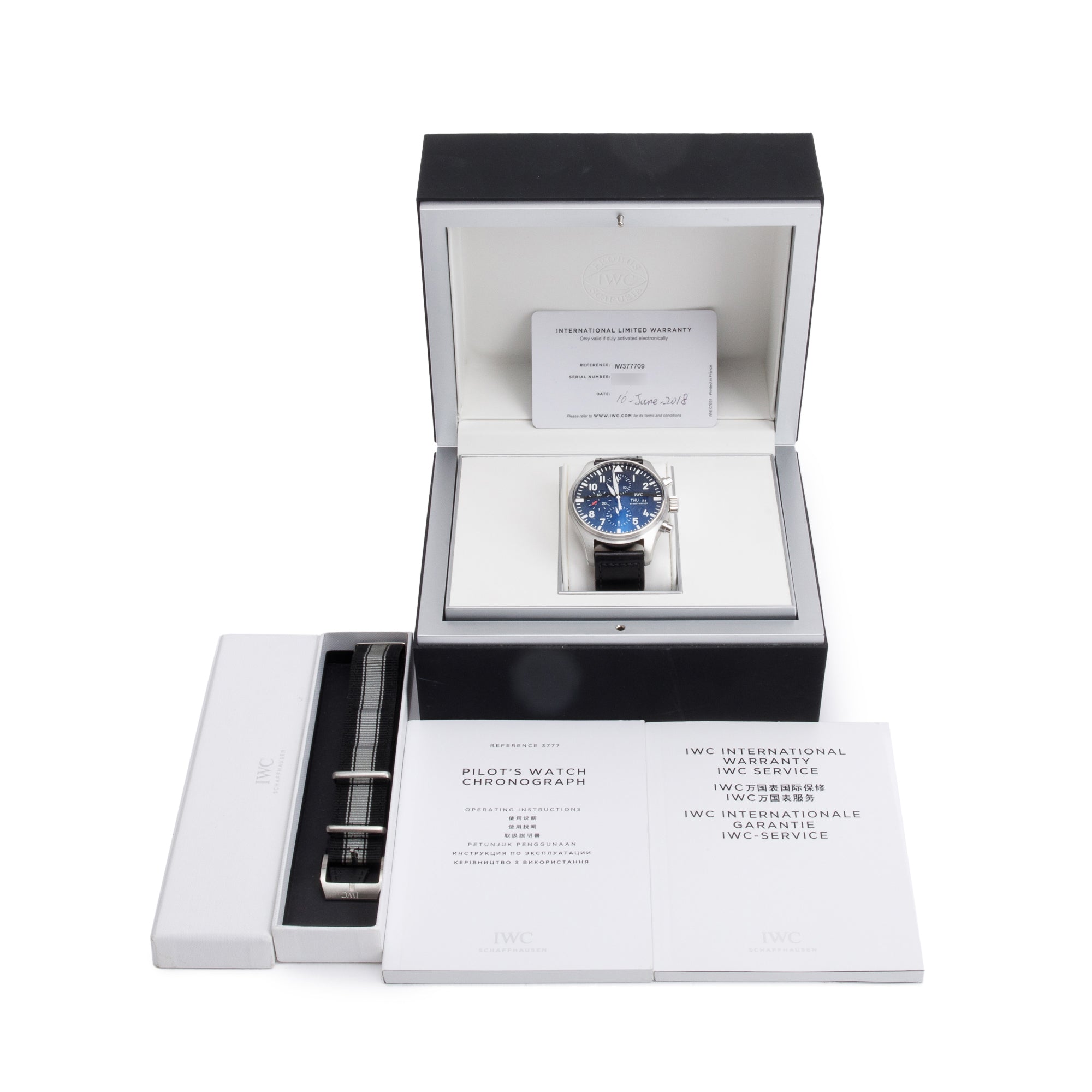 IWC Stainless Steel Pilot Chronograph 43 MM Automatic Watch IW377709 w/ Box & Papers