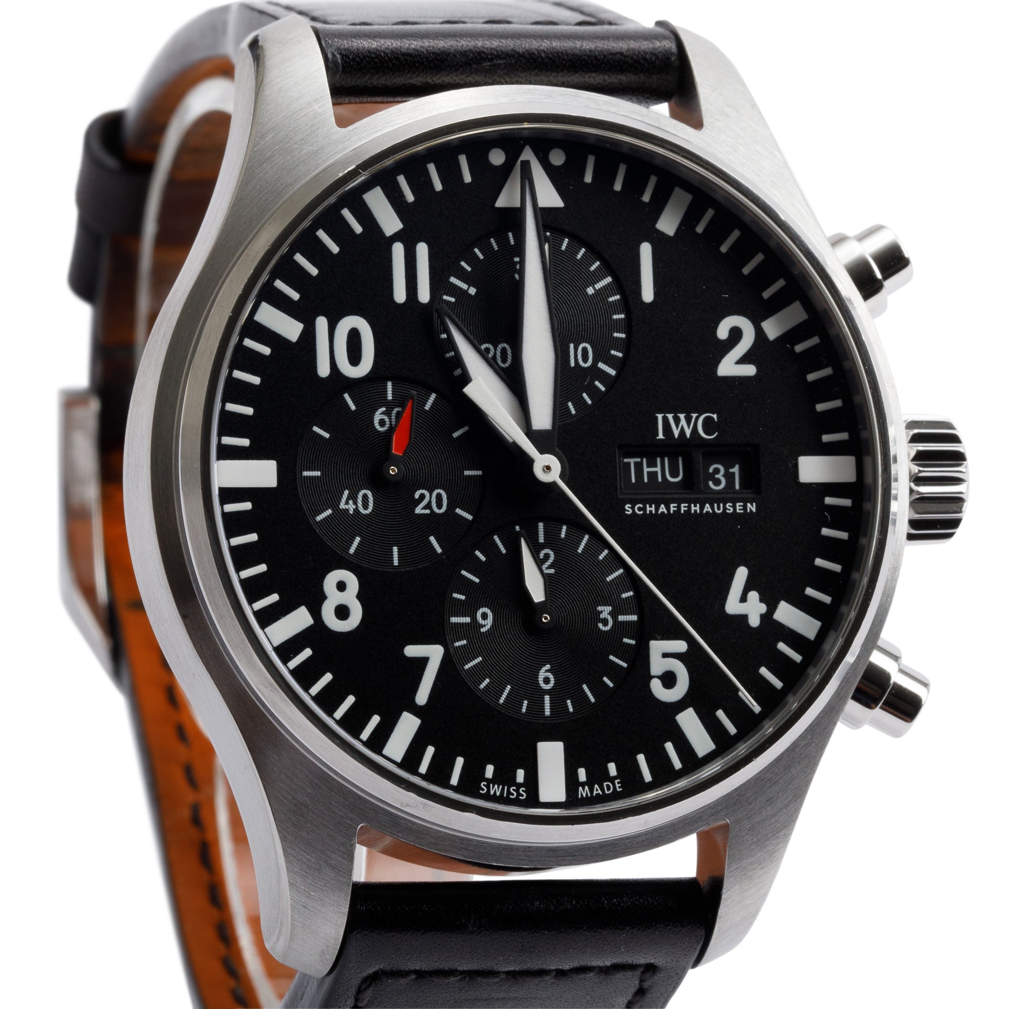 IWC Stainless Steel Pilot Chronograph 43 MM Automatic Watch IW377709 w/ Box & Papers