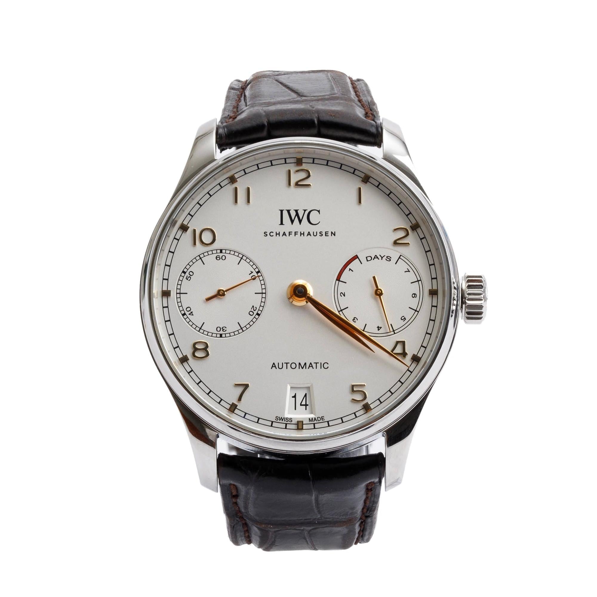 IWC Stainless Steel Portugieser 42.3 MM 7 Day Reserve Automatic Watch IW500704 w/ Box & Papers