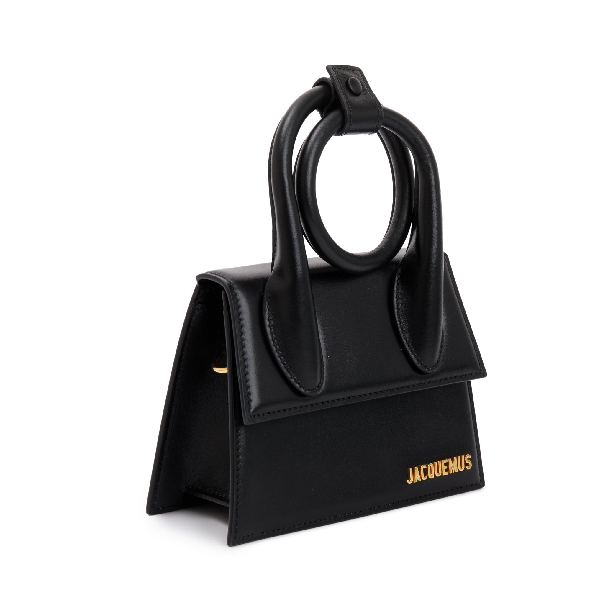Jacquemus Black Leather Le Chiquito Noeud Bag w/ Strap