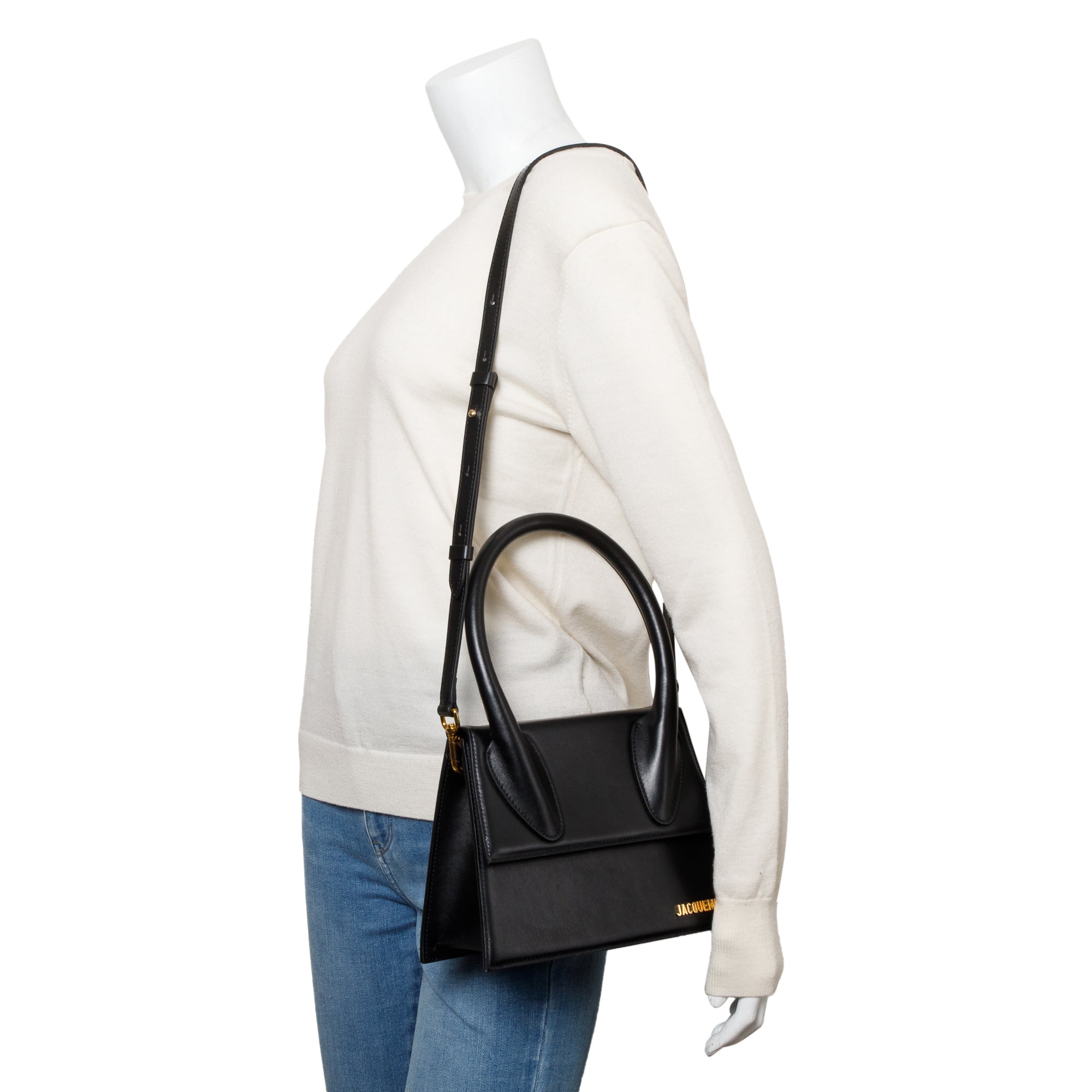 Jacquemus Black Leather Le Grand Chiquito Bag w/ Strap