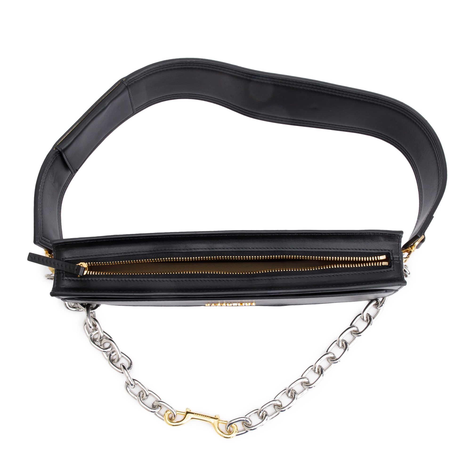 Jacquemus Black Leather Le Sac Ciuciu Chain Shoulder Bag w/ Strap