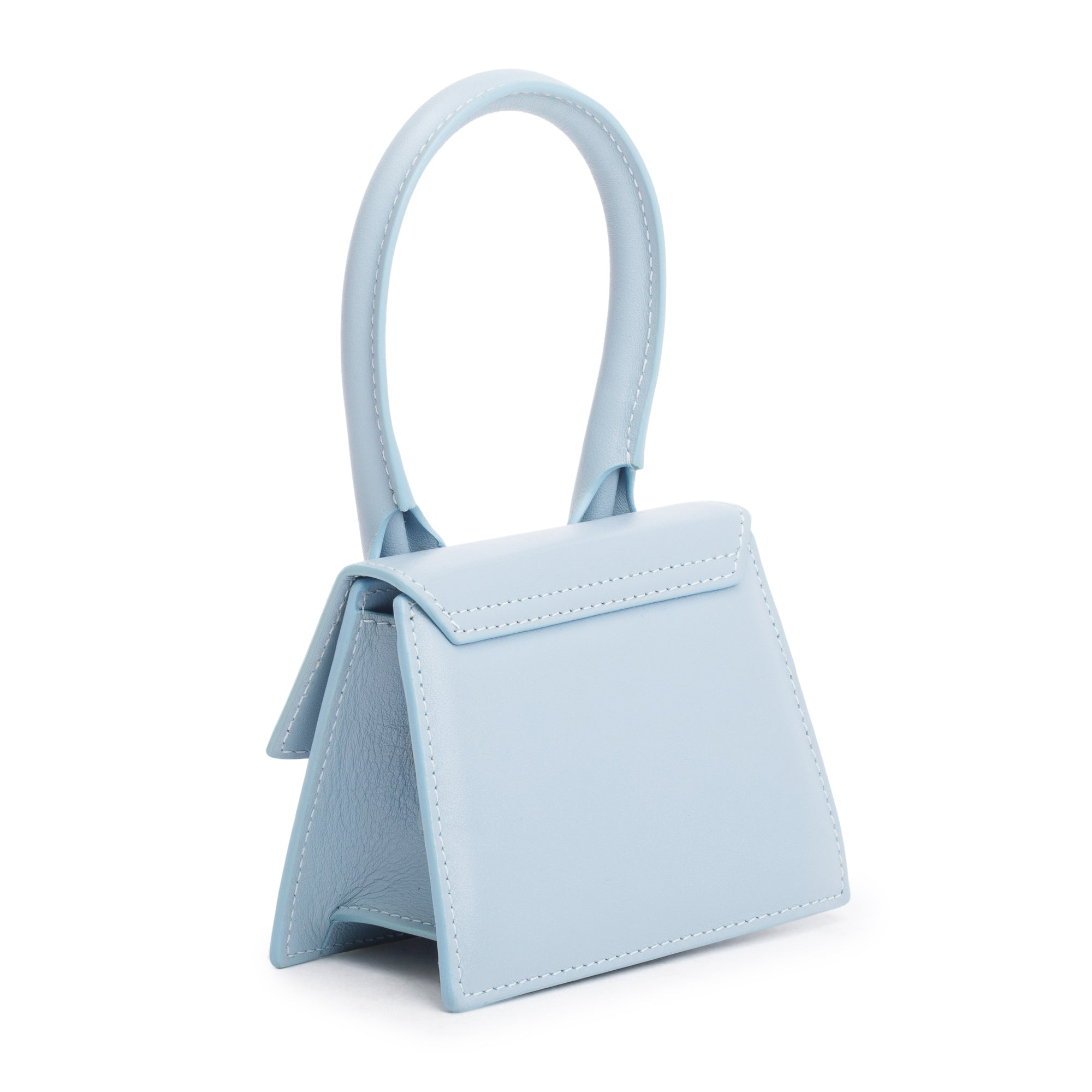 Jacquemus Blue Calfskin Leather Mini Signature Le Chiquito Handle Bag w/ Strap