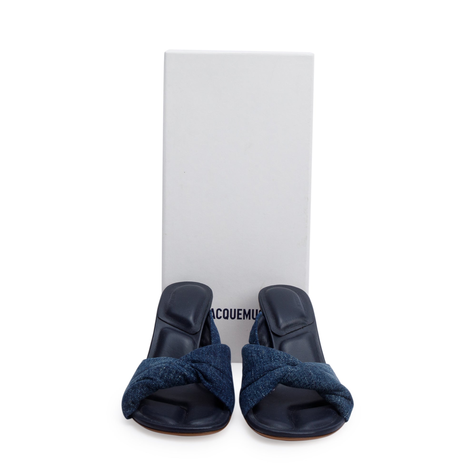 Jacquemus Blue Denim Les Mules Bagnu Heeled Slide Sandals, Size 36 w/ Box