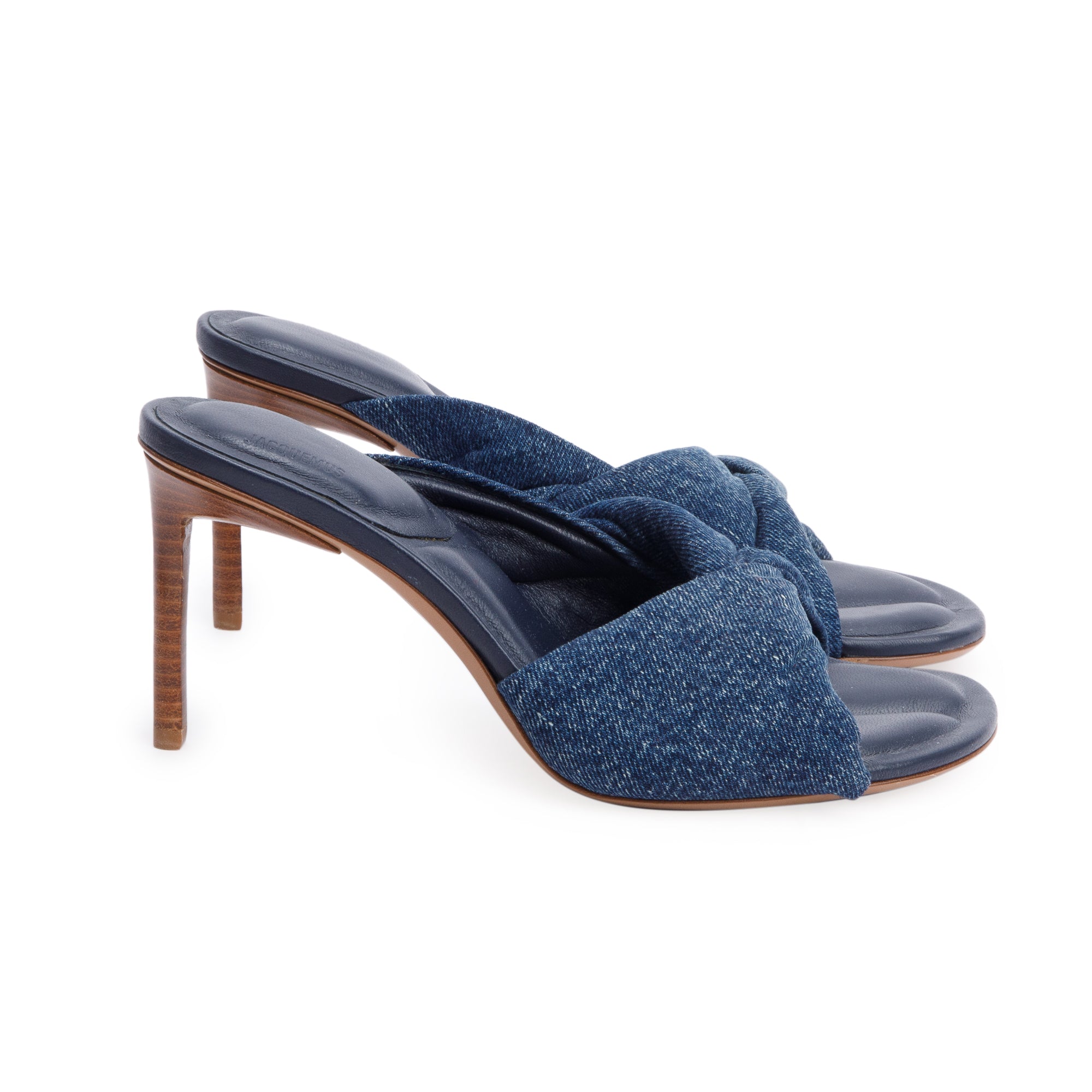 Jacquemus Blue Denim Les Mules Bagnu Heeled Slide Sandals, Size 36 w/ Box