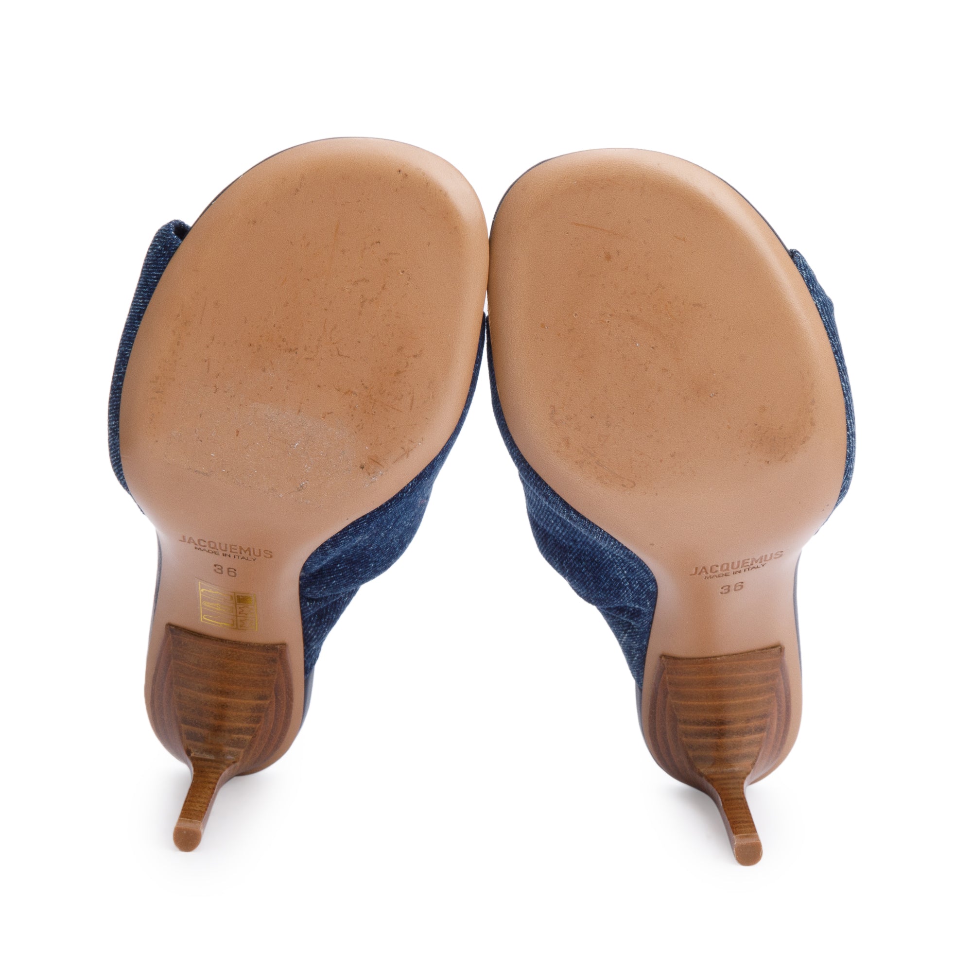 Jacquemus Blue Denim Les Mules Bagnu Heeled Slide Sandals, Size 36 w/ Box