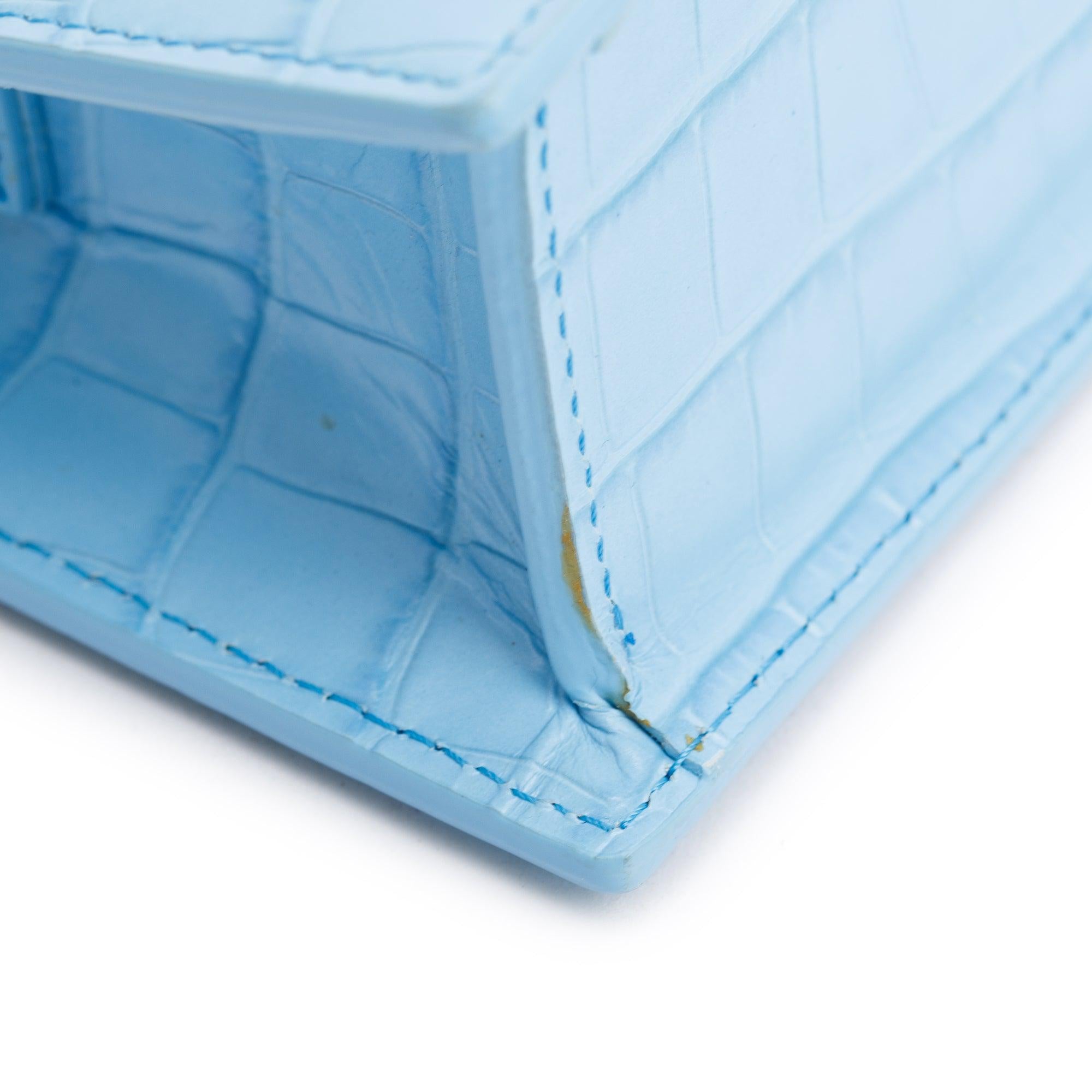 Jacquemus Blue Leather Le Grand Bambino Bag w/ Strap