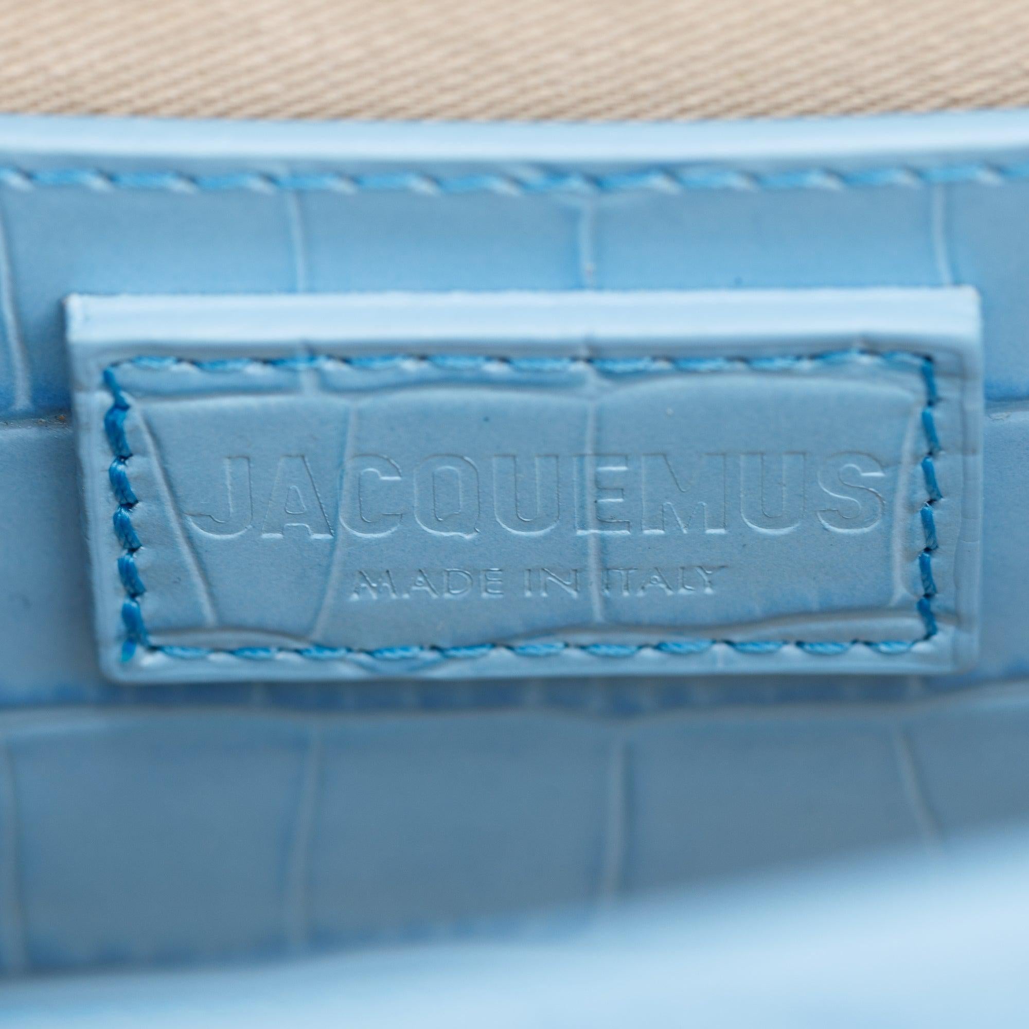 Jacquemus Blue Leather Le Grand Bambino Bag w/ Strap