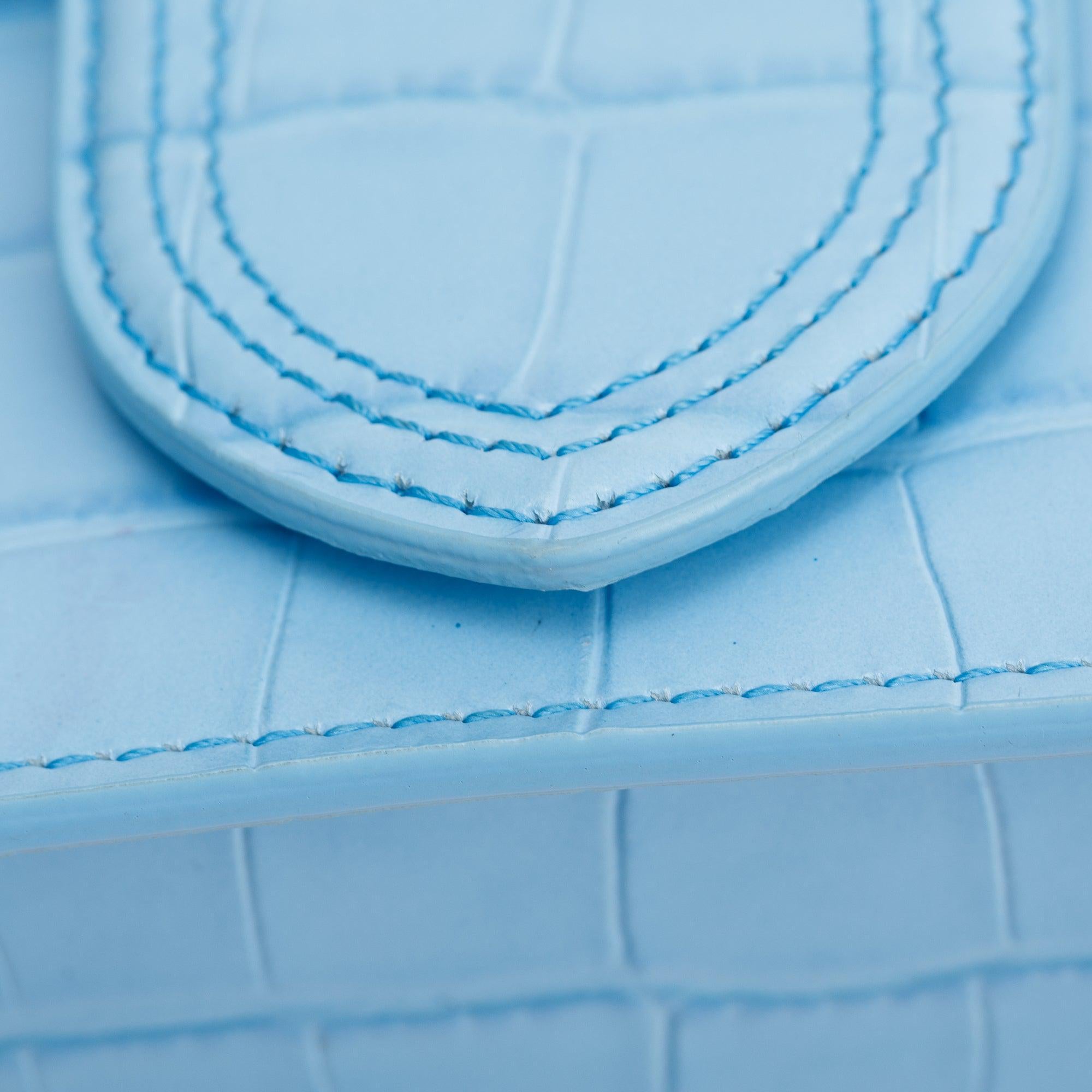 Jacquemus Blue Leather Le Grand Bambino Bag w/ Strap