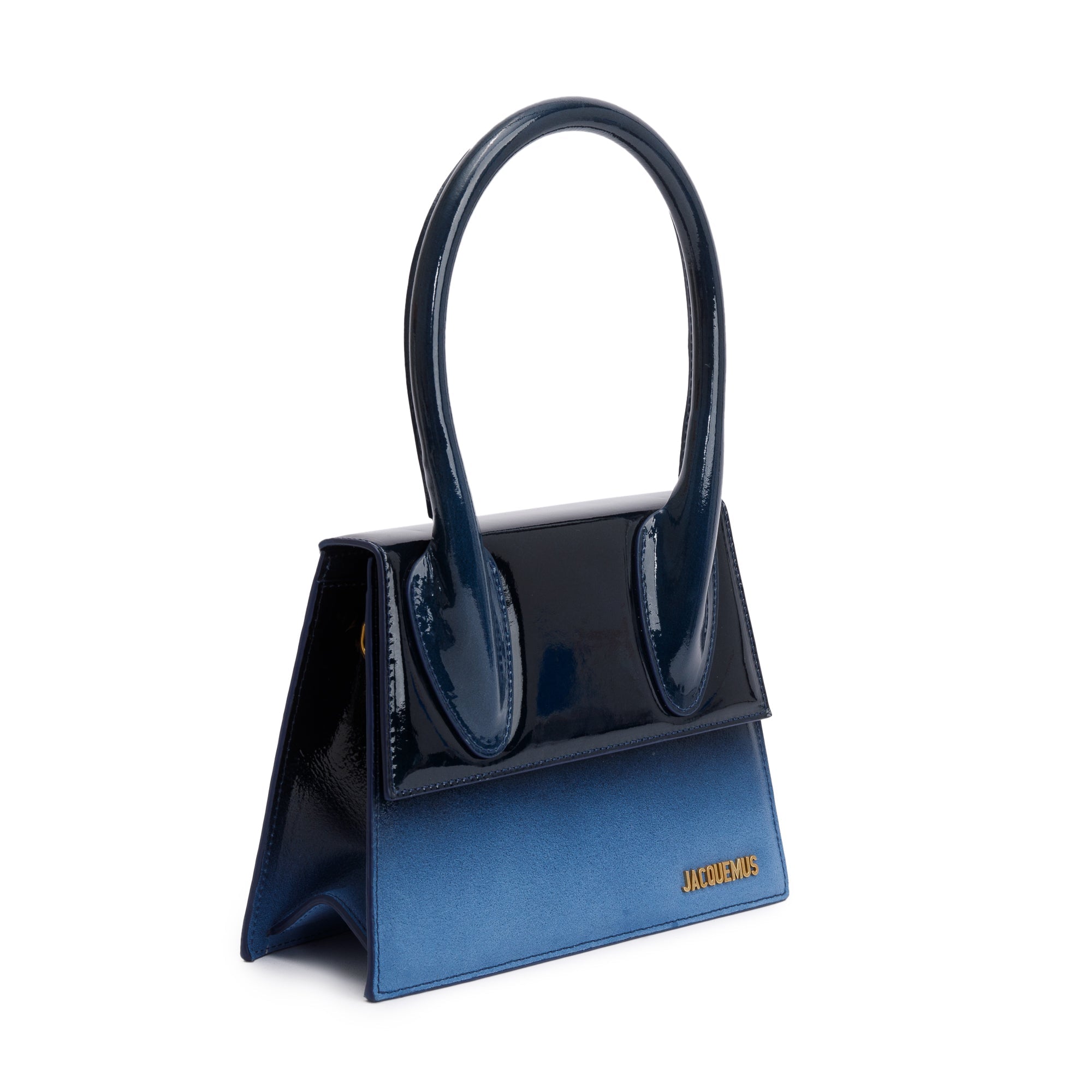 Jacquemus Blue Ombre Patent-Leather Le Grand Chiquito Moyen Bag