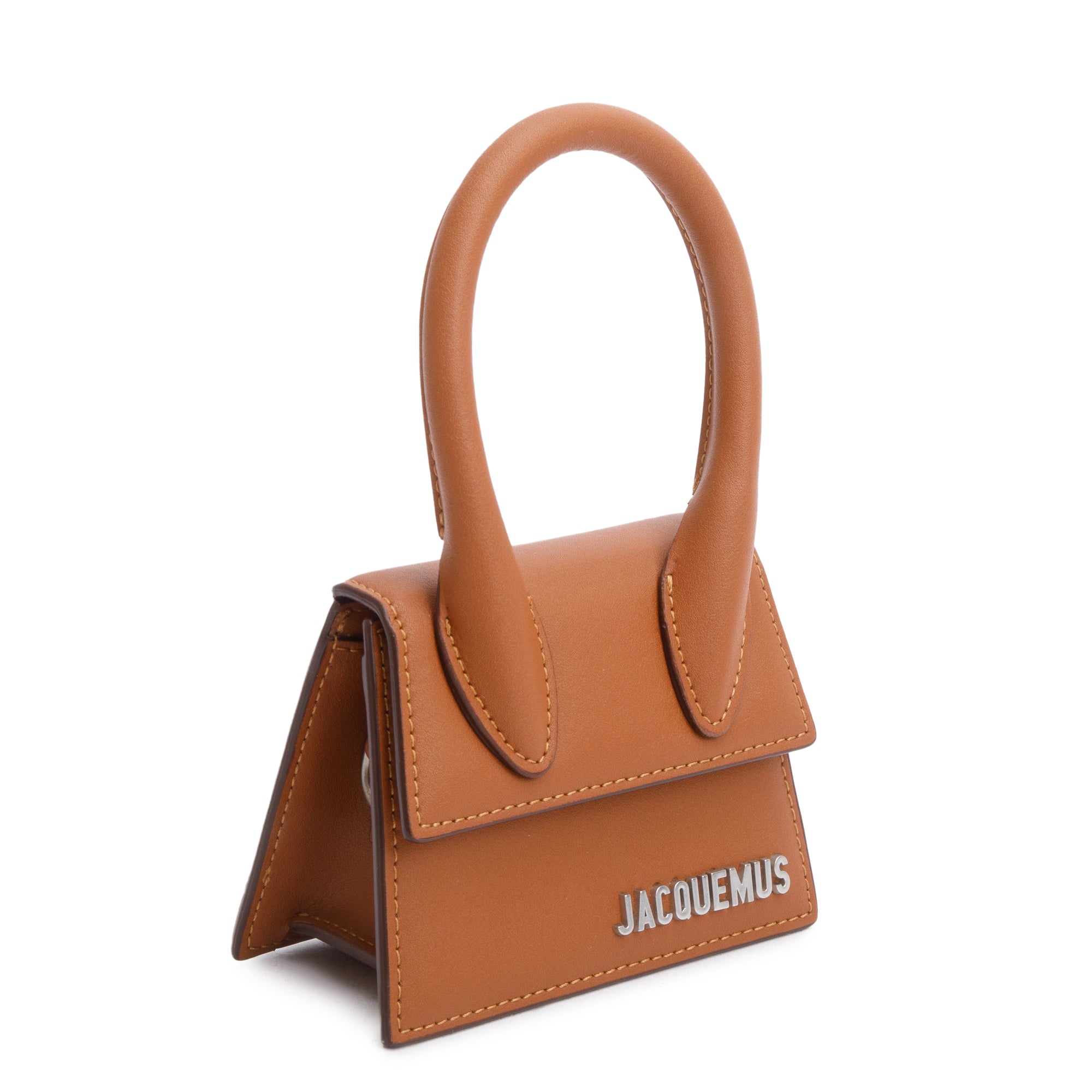 Jacquemus Brown Calfskin Leather Mini Homme Le Chiquito Bag w/ Strap