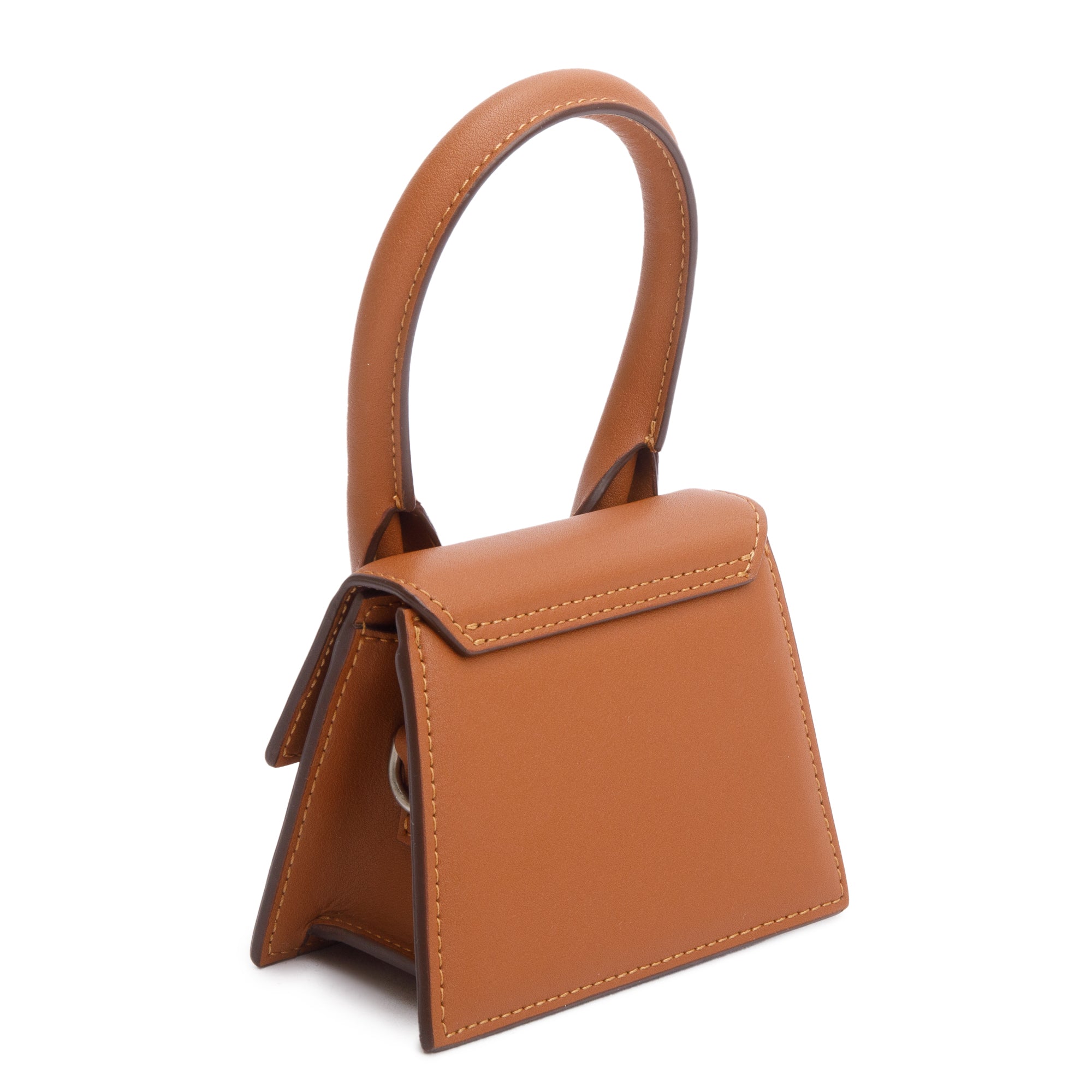 Jacquemus Brown Calfskin Leather Mini Homme Le Chiquito Bag w/ Strap