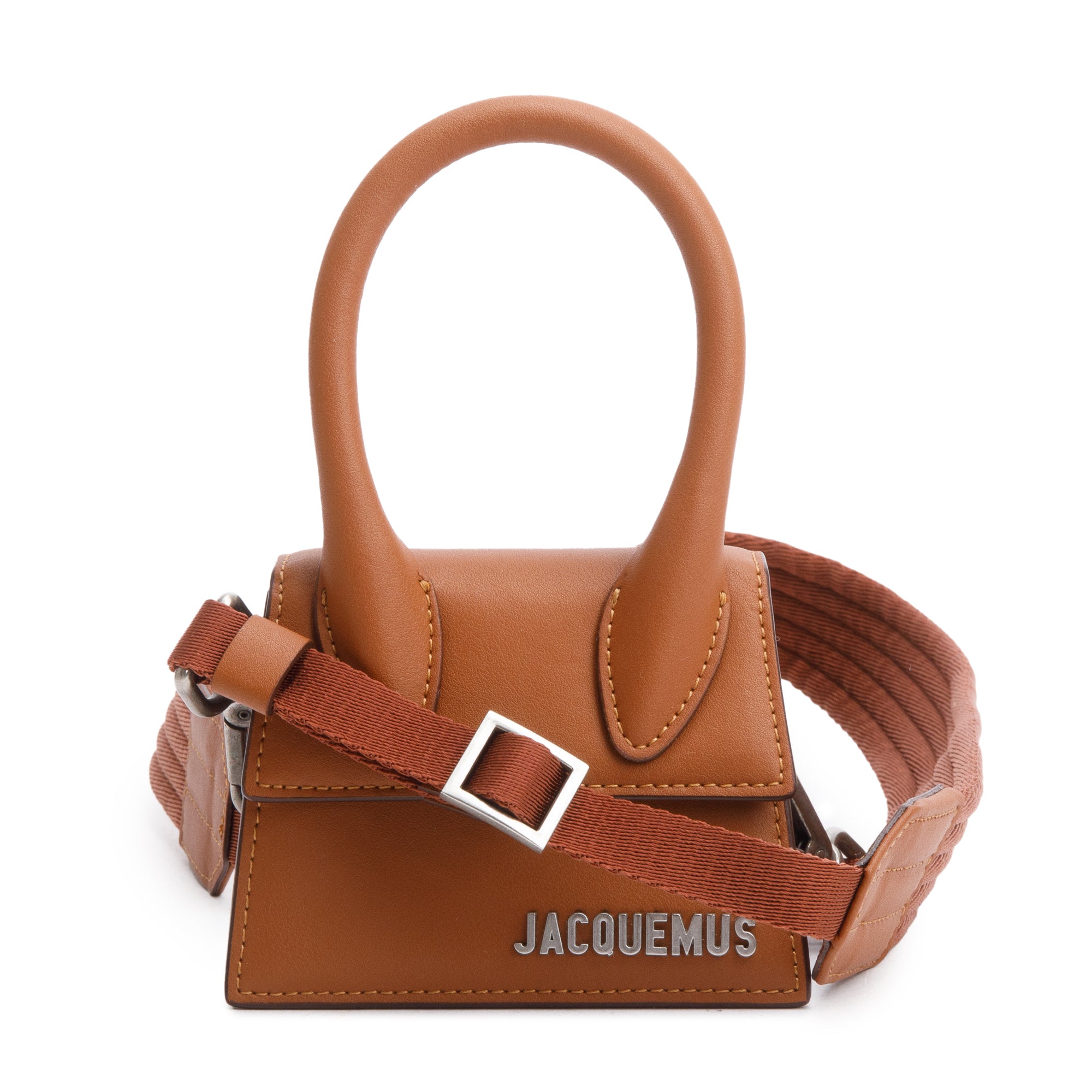 Jacquemus Brown Calfskin Leather Mini Homme Le Chiquito Bag w/ Strap