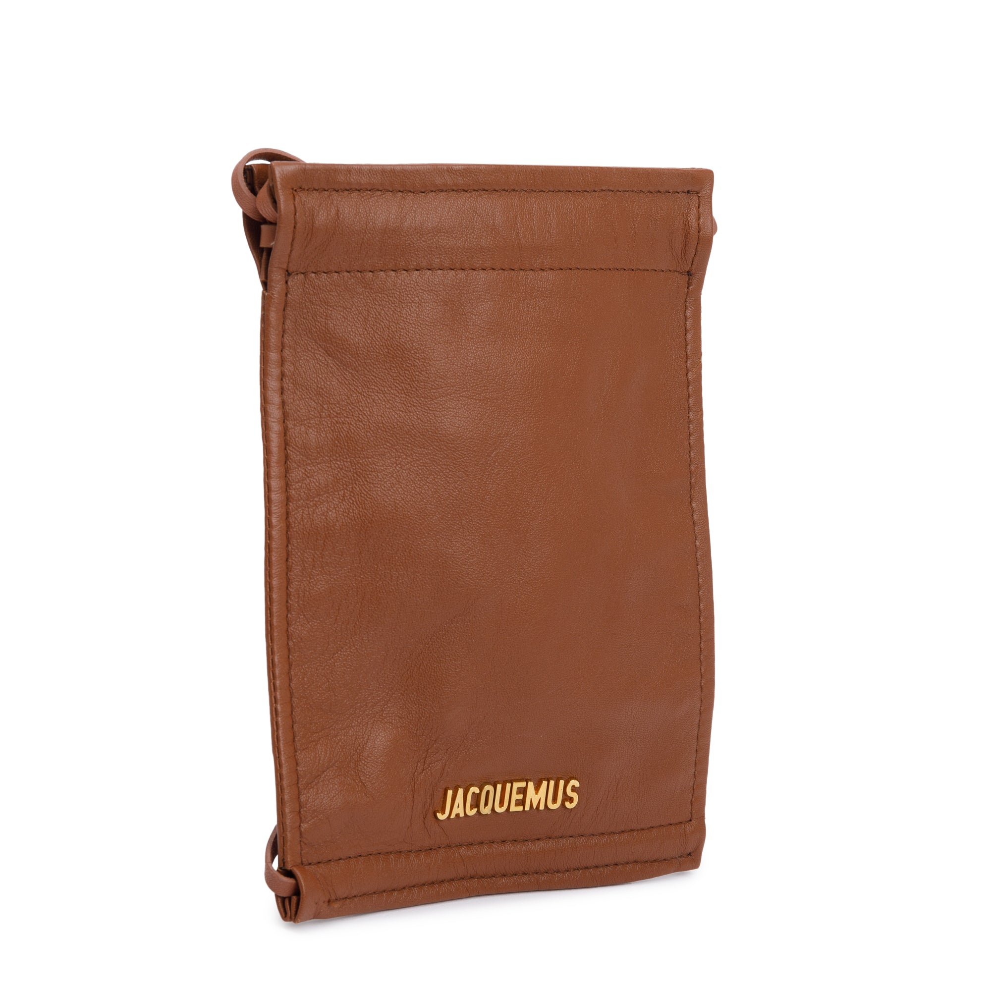 Jacquemus Brown Leather Le Pequeno Pochette Drawstring Bag