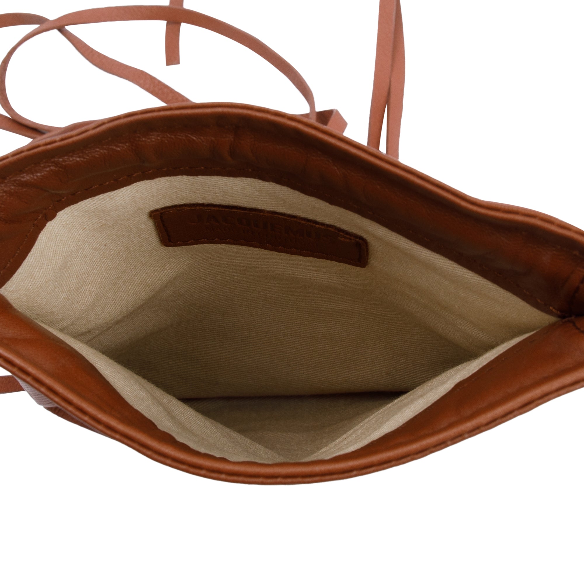 Jacquemus Brown Leather Le Pequeno Pochette Drawstring Bag