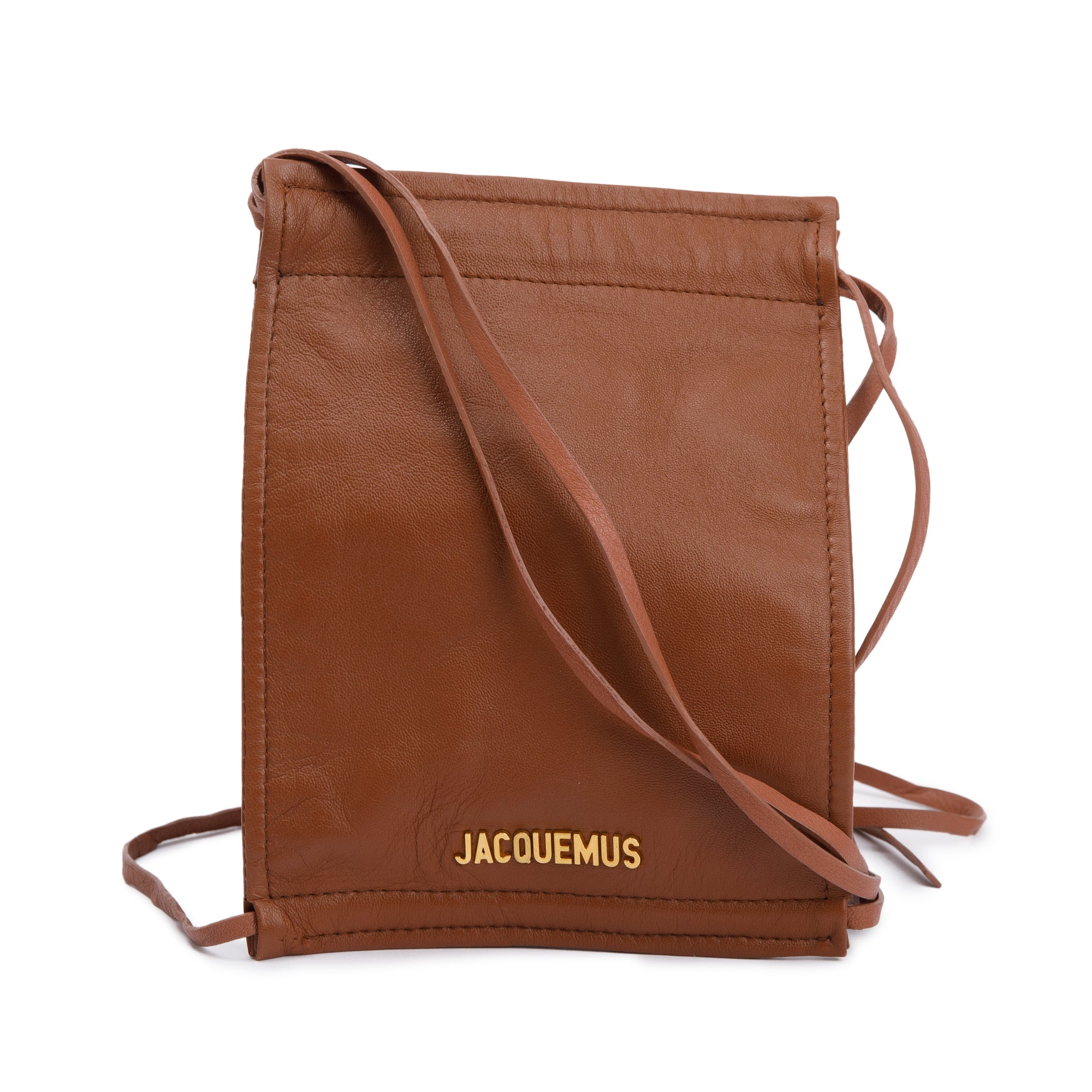 Jacquemus Brown Leather Le Pequeno Pochette Drawstring Bag