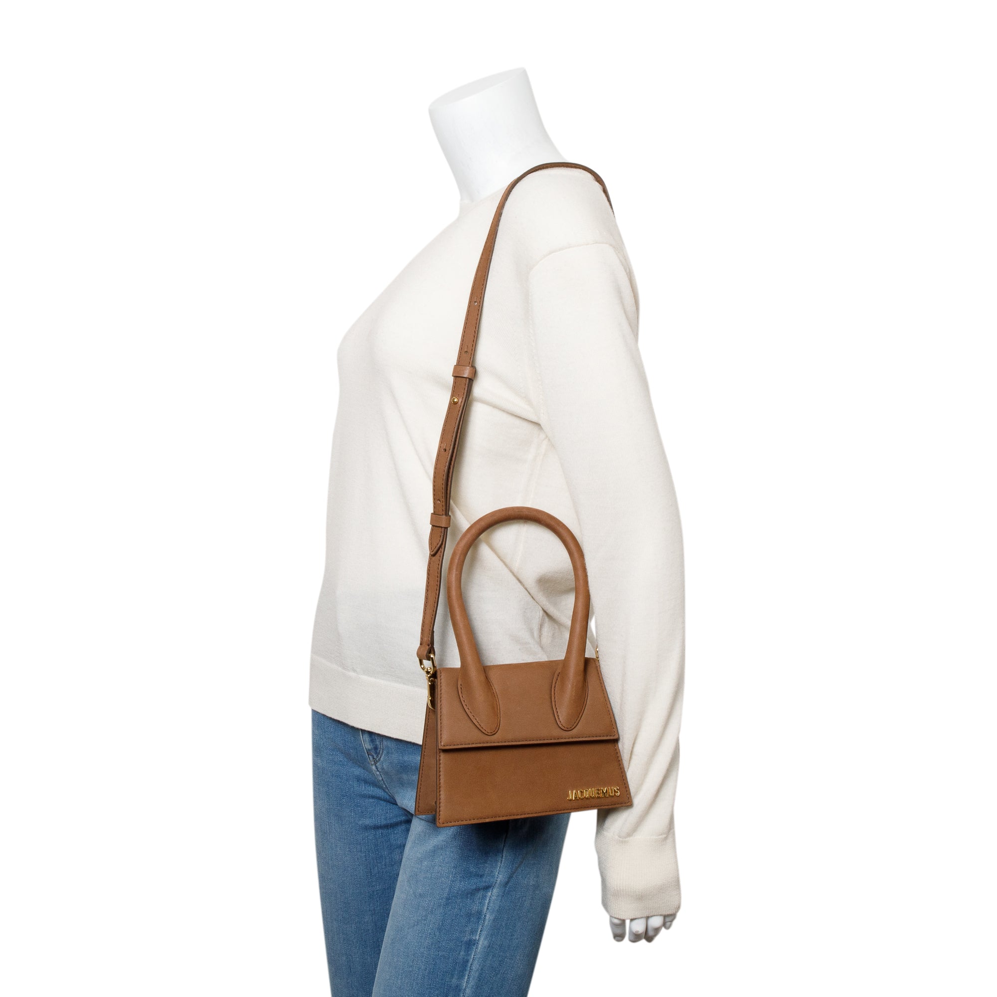 Jacquemus Brown Suede Le Chiquito Moyen Bag w/ Strap