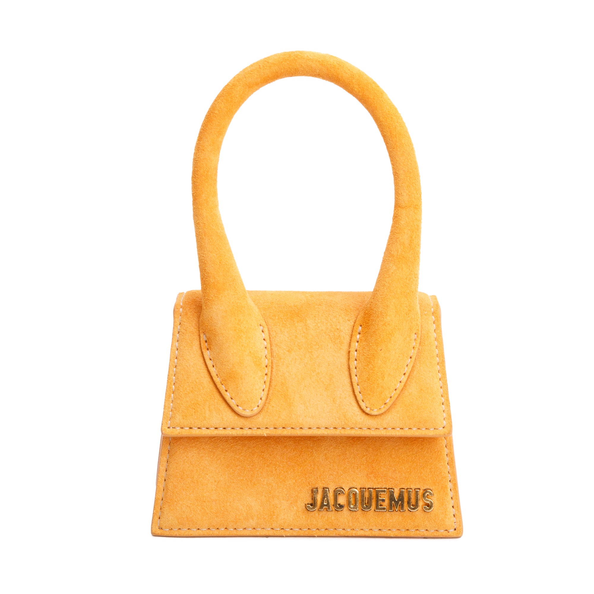 Jacquemus Orange Suede Mini Le Chiquito Handle Bag