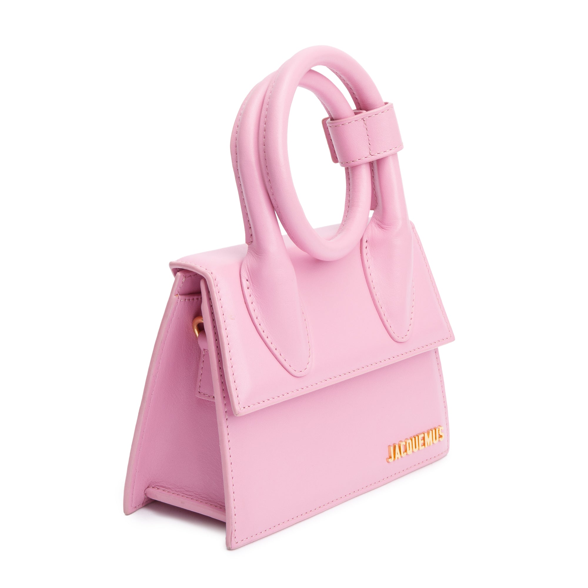 Jacquemus Pink Leather Le Chiquito Noeud Bag w/ Strap