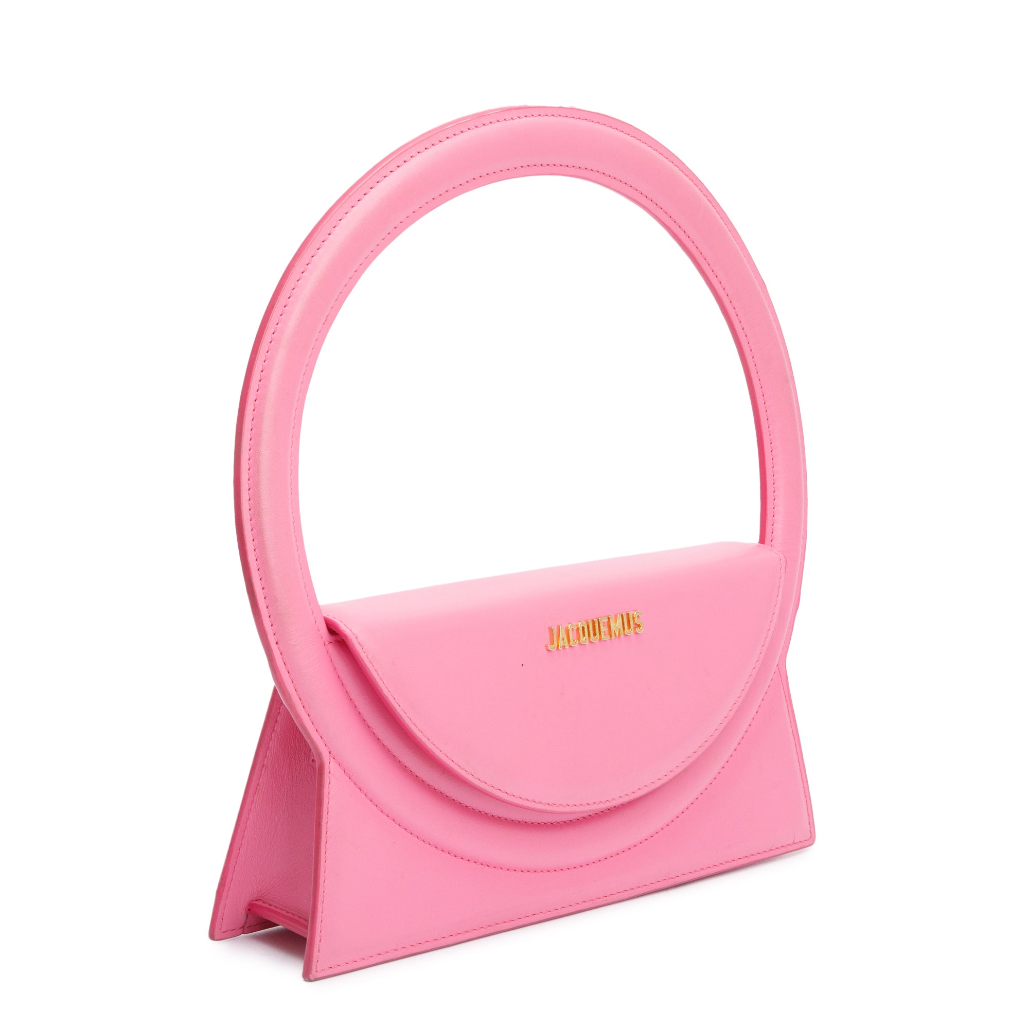 Jacquemus Pink Leather Le Rond Bag w/ Strap