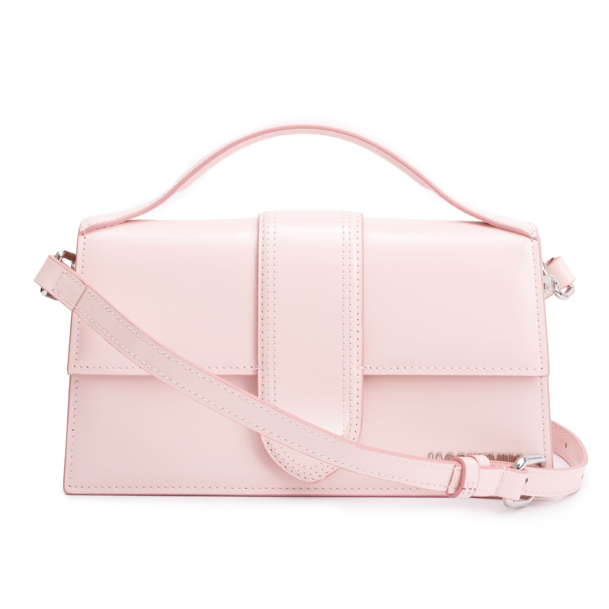 Jacquemus Pink Patent Leather Le Grand Bambino Bag w/ Strap
