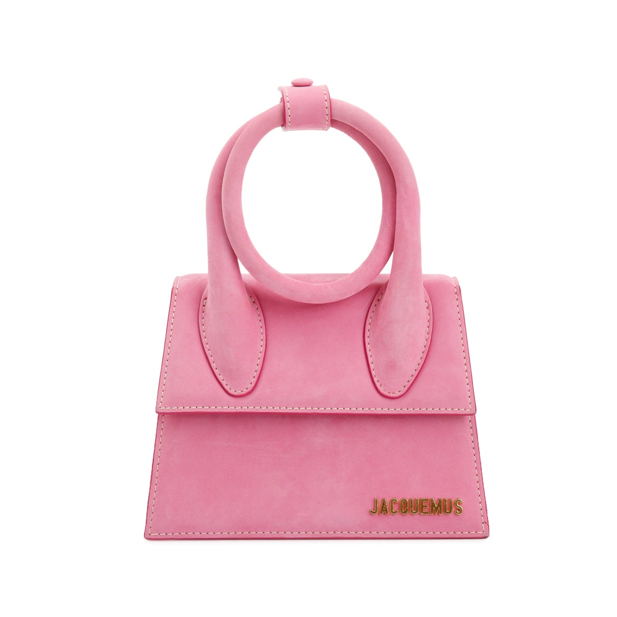 Jacquemus Pink Suede Le Chiquito Noeud Bag w/ Strap