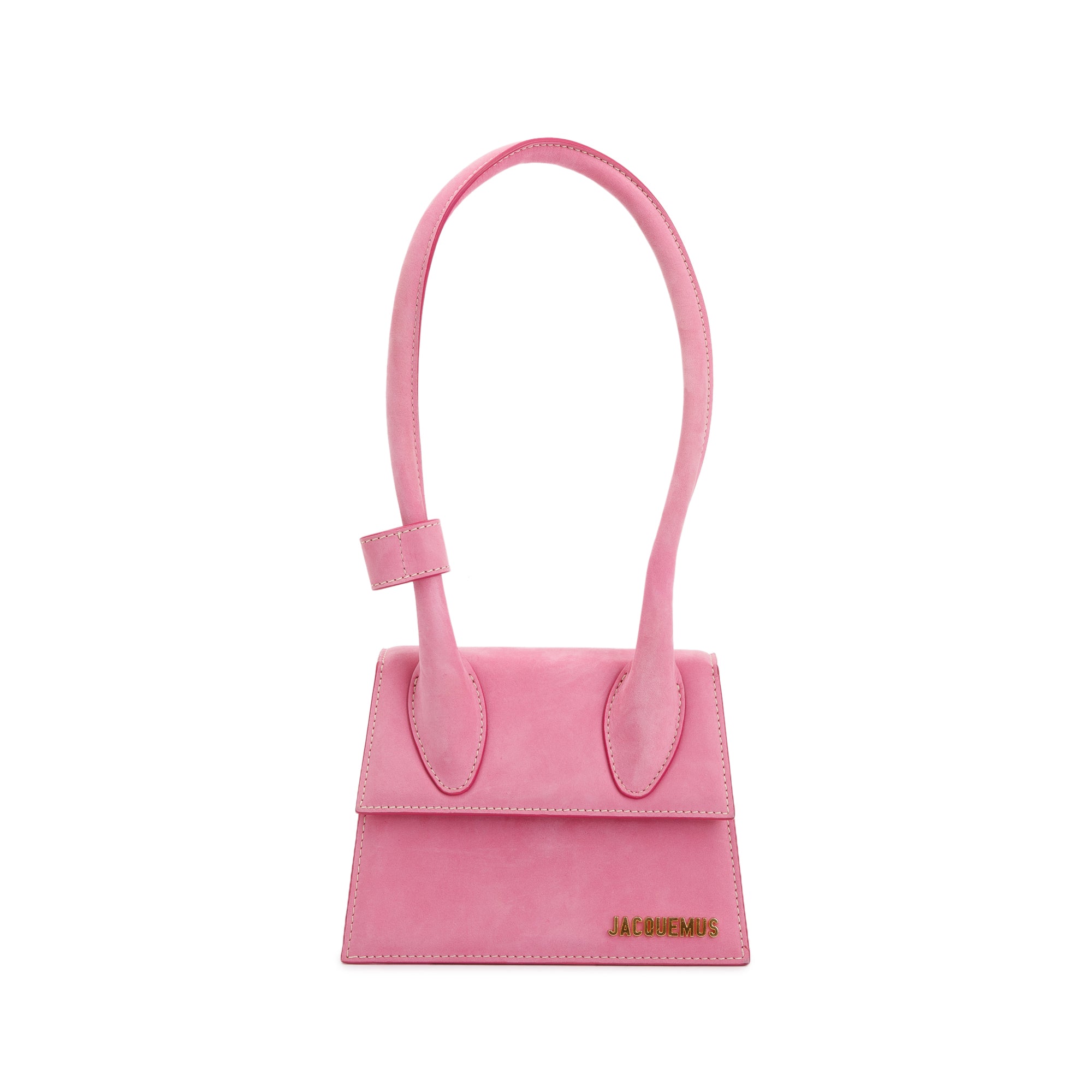 Jacquemus Pink Suede Le Chiquito Noeud Bag w/ Strap